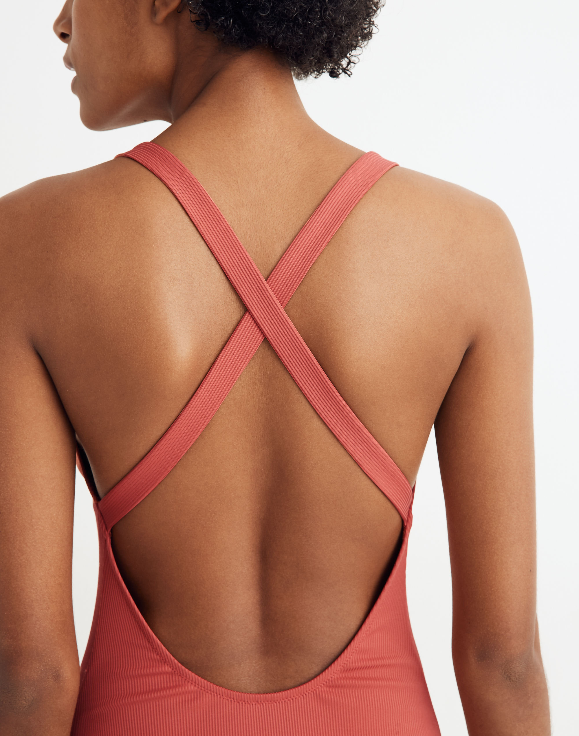 Madewell Second Wave Ribbed Crisscross One-Piece Swimsuit