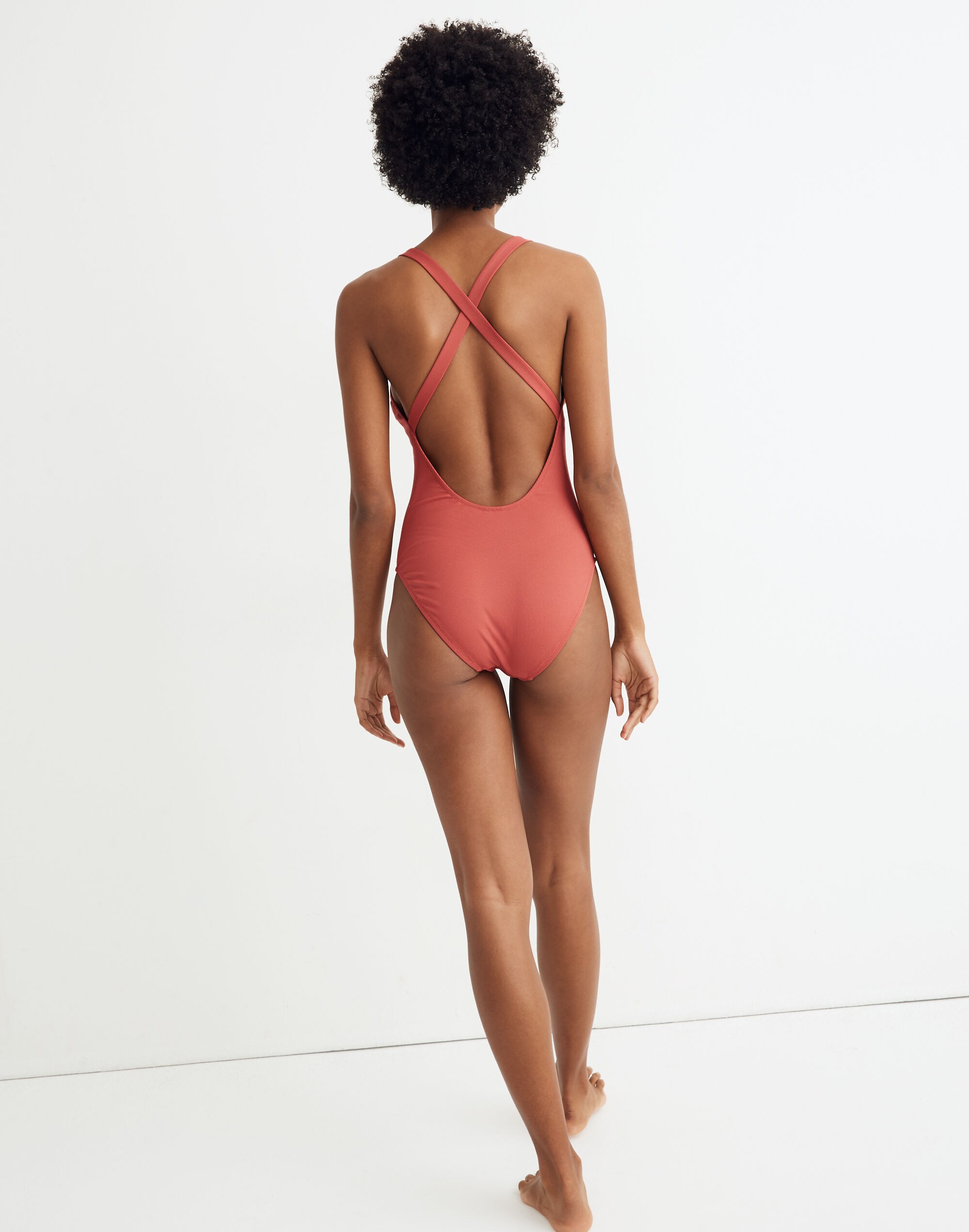Madewell Second Wave Ribbed Crisscross One-Piece Swimsuit