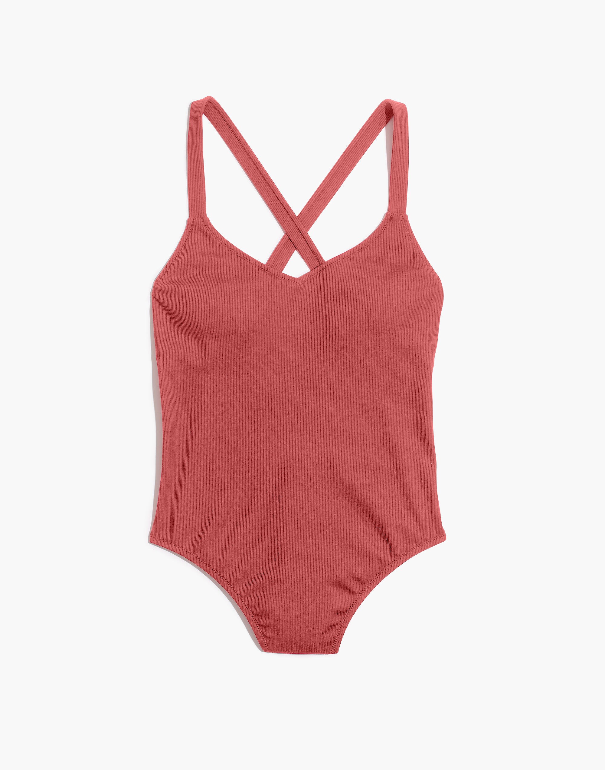 Madewell Second Wave Ribbed Crisscross One-Piece Swimsuit