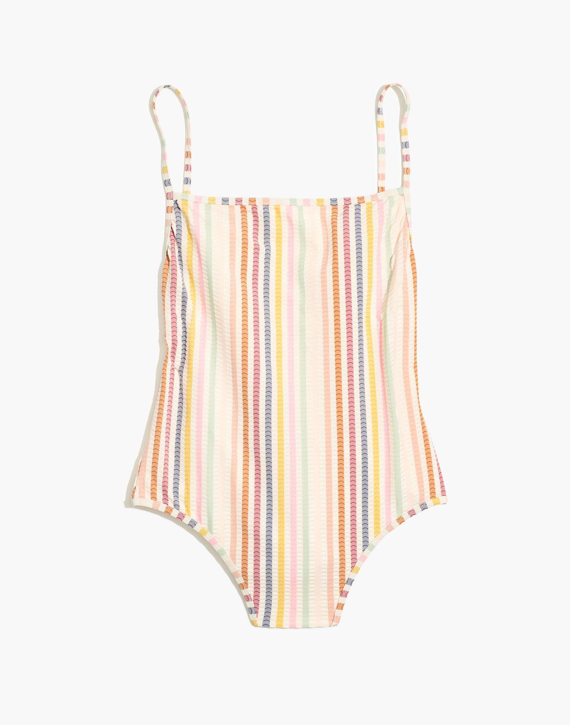 Madewell Straight One-Piece Swimsuit in Seersucker Stripe