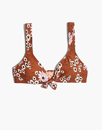  Madewell Second Wave Tie-Front Bikini Top in Hillside Daisies