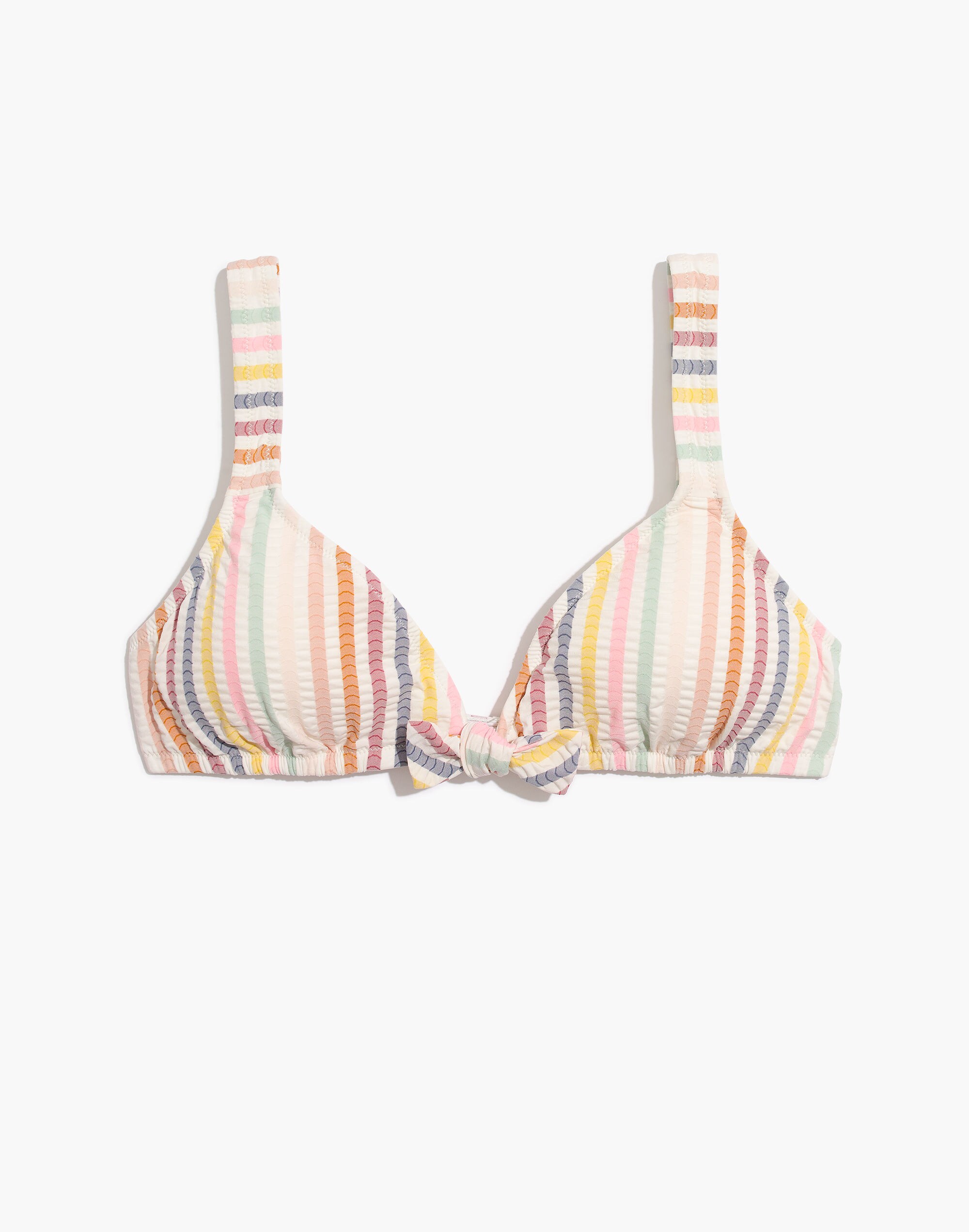 Madewell Tie-Front Bikini Top in Seersucker Stripe