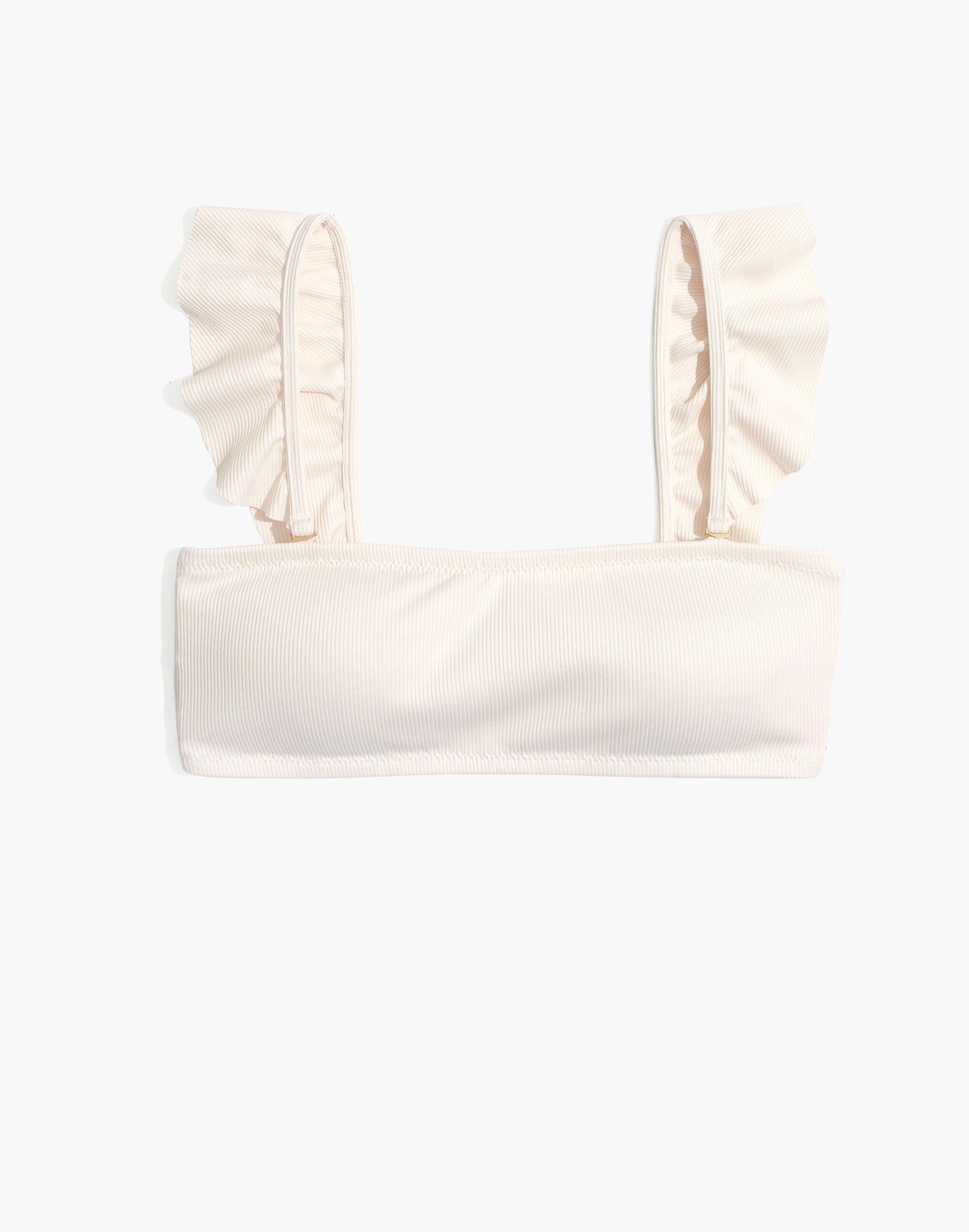 Madewell Second Wave Ribbed Ruffle-Strap Bandeau Bikini Top