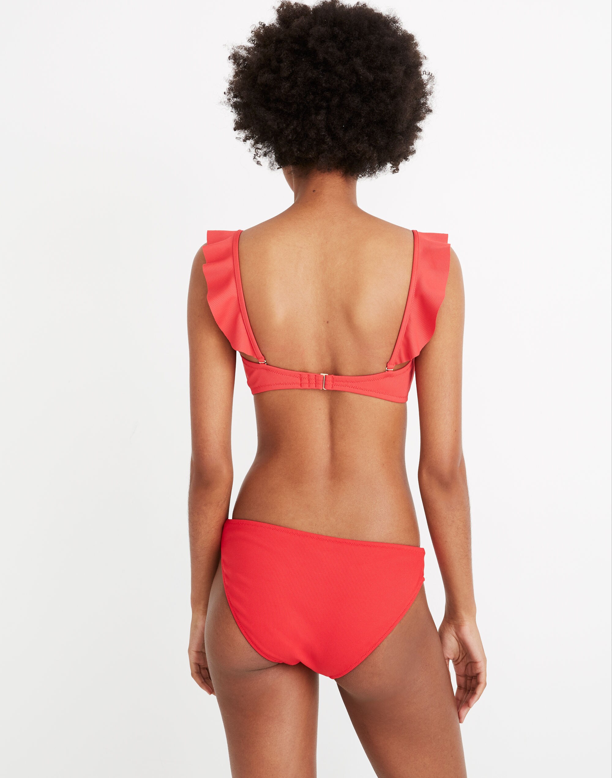 Madewell Second Wave Ribbed Ruffle-Strap Bandeau Bikini Top