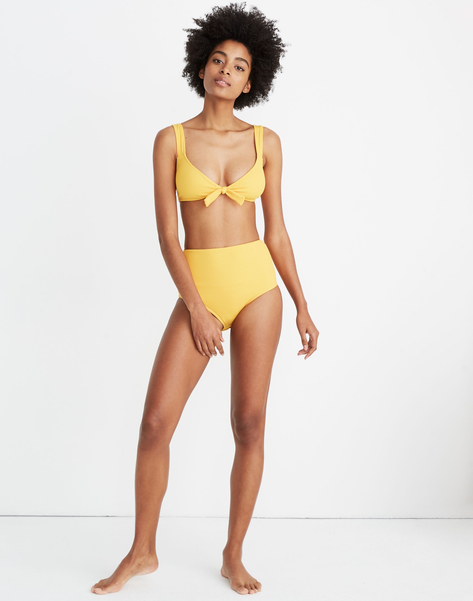 Madewell Second Wave Ribbed High-Waisted Bikini Bottom