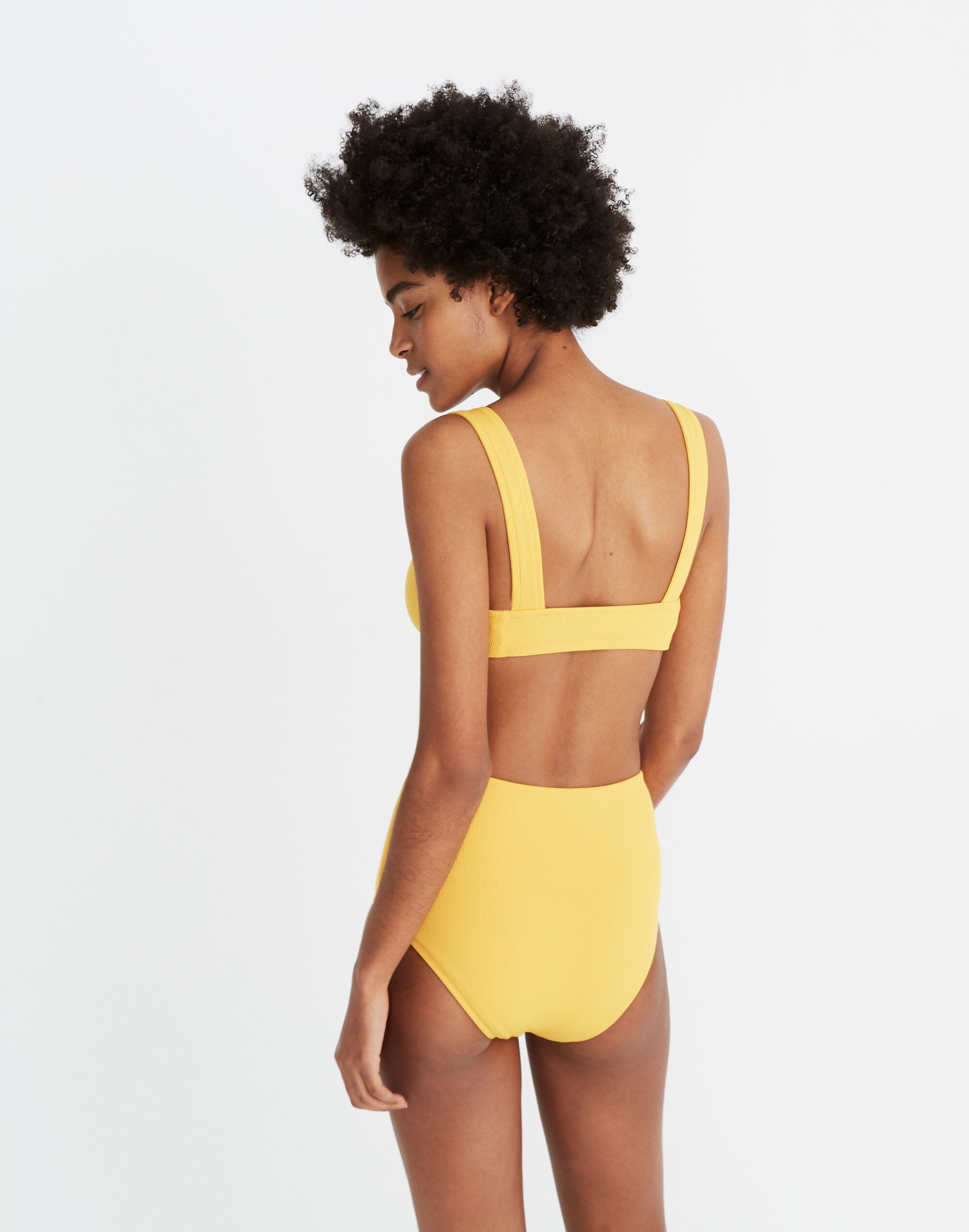 Madewell Second Wave Ribbed High-Waisted Bikini Bottom