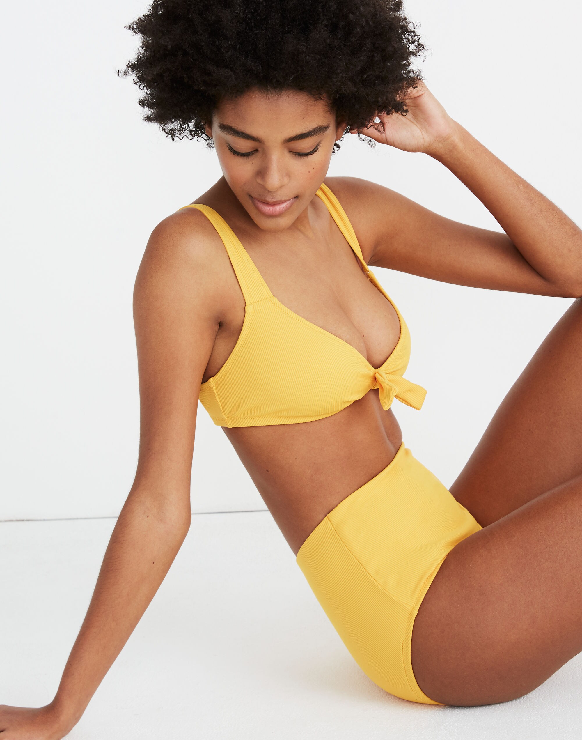 Madewell Second Wave Ribbed High-Waisted Bikini Bottom