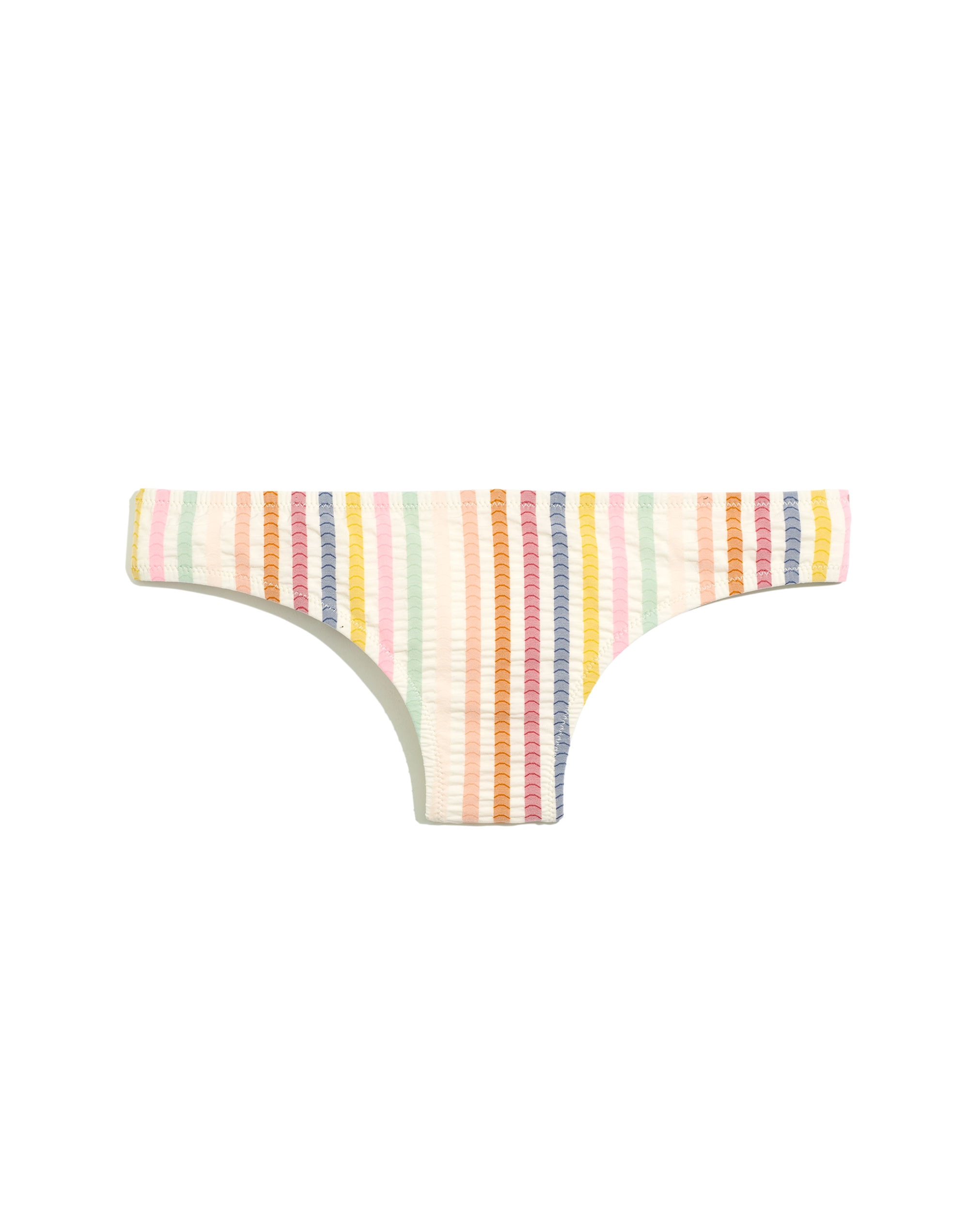 Madewell Shirred Bikini Bottom in Seersucker Stripe