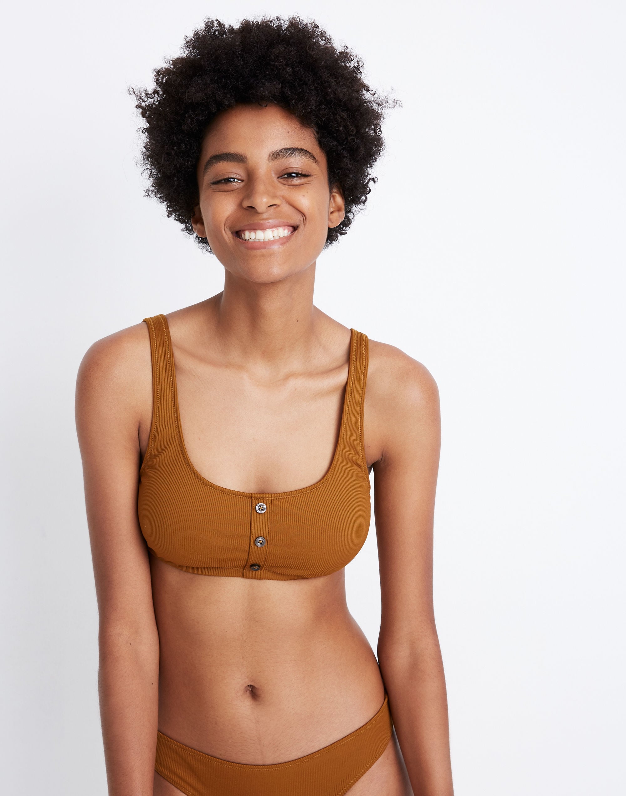 Madewell Second Wave Ribbed Henley Bikini Top