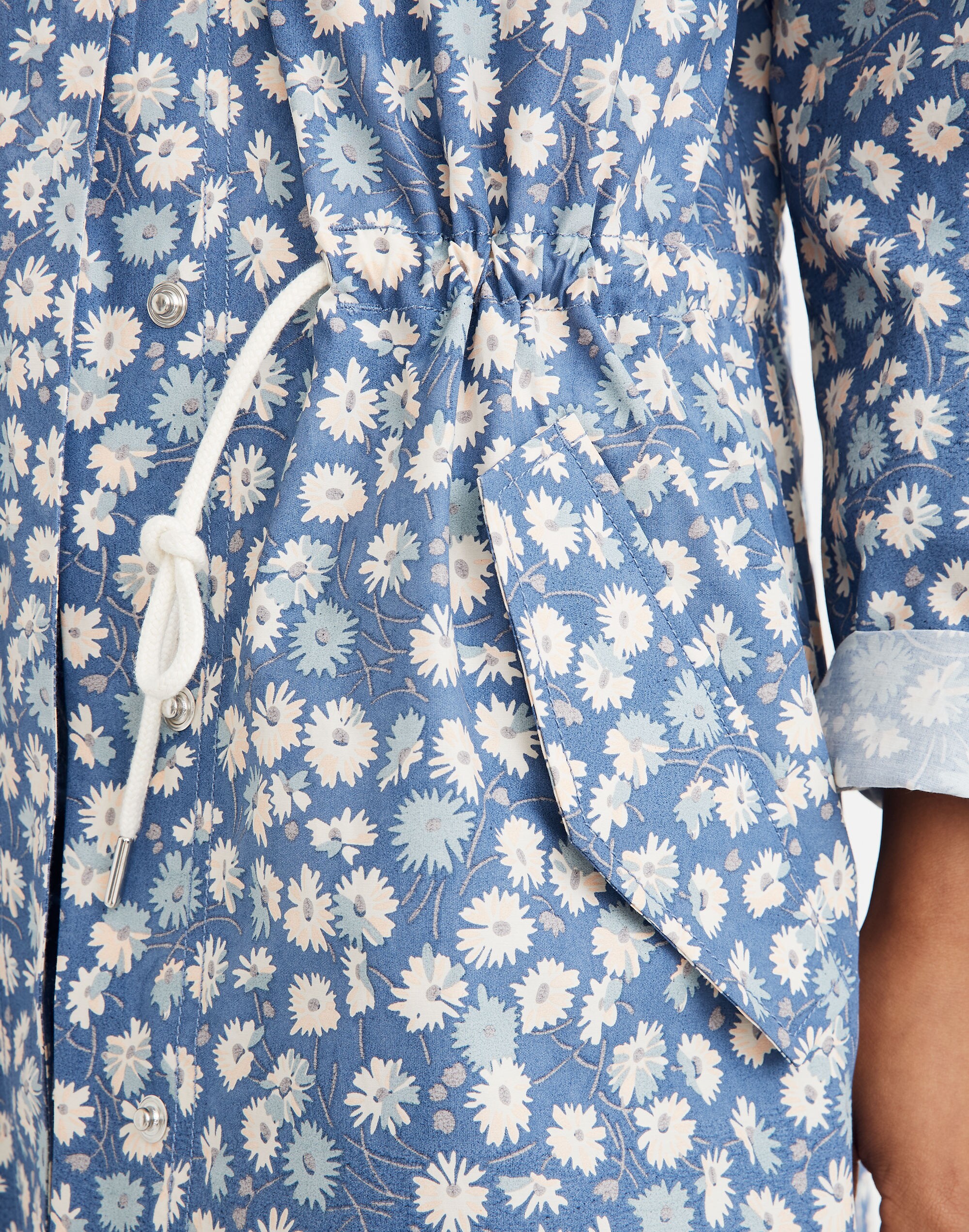 Ruffle-Neck Anorak Raincoat in French Floral