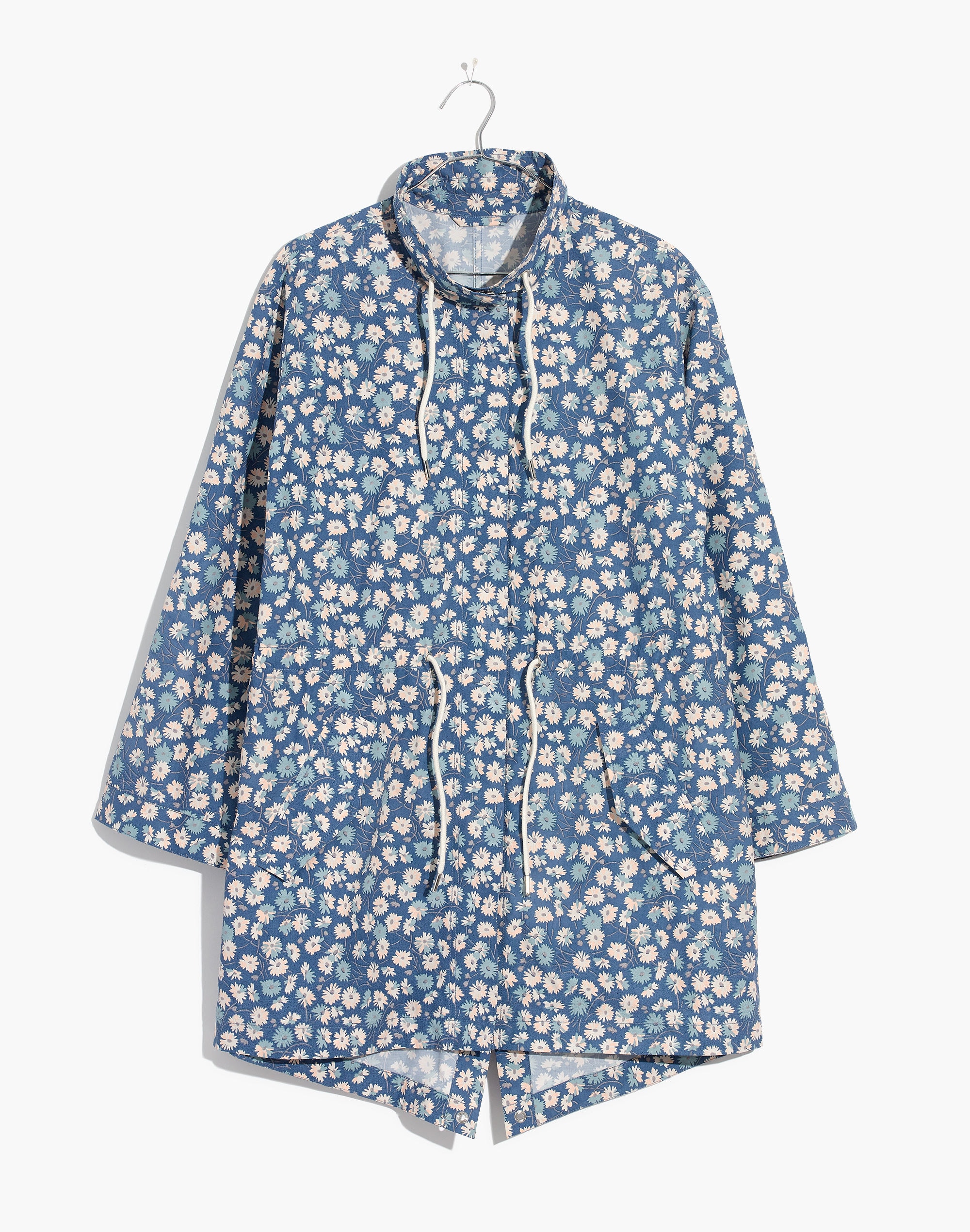 Ruffle-Neck Anorak Raincoat in French Floral
