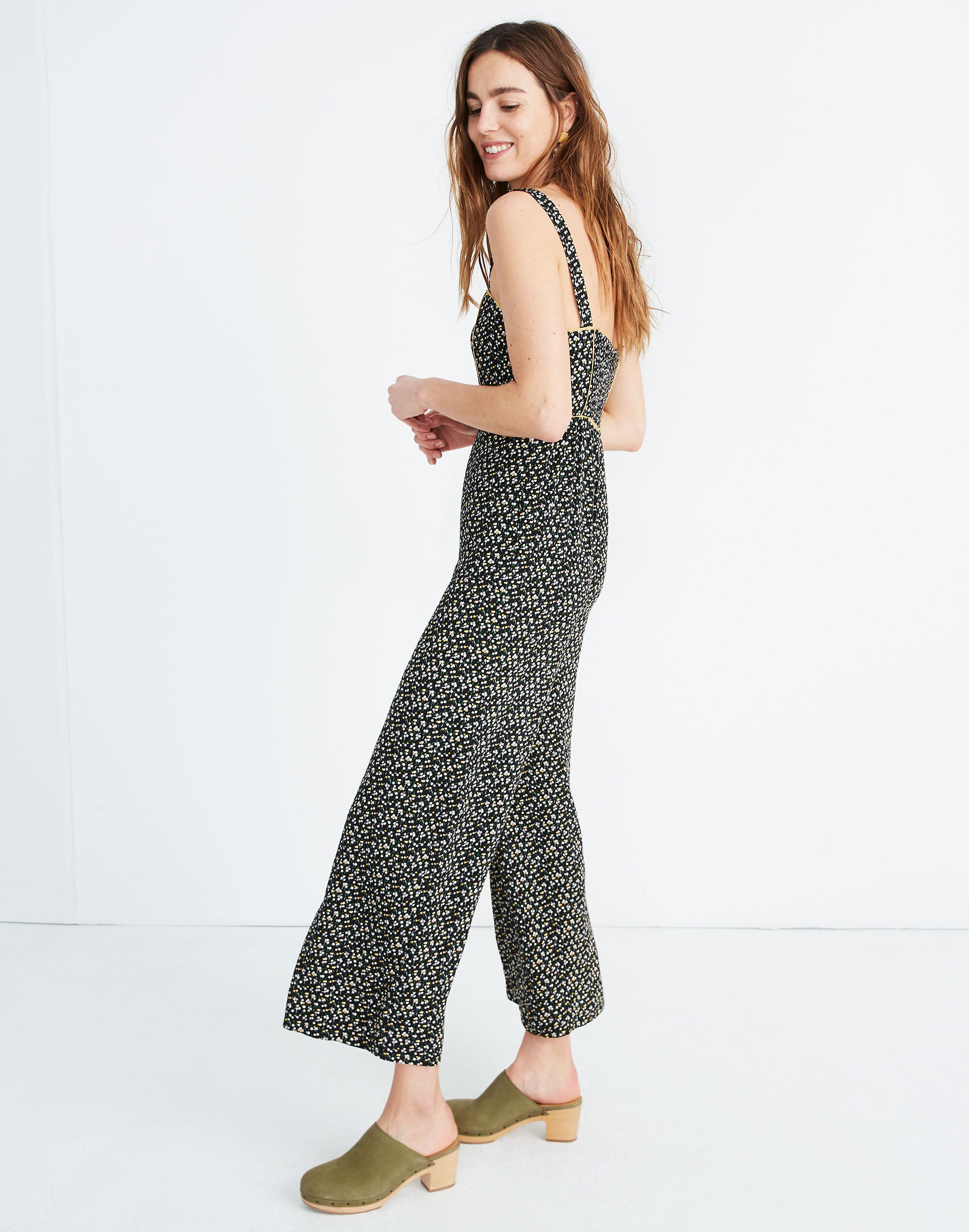 Button-Front Wide-Leg Jumpsuit in Playground Posies