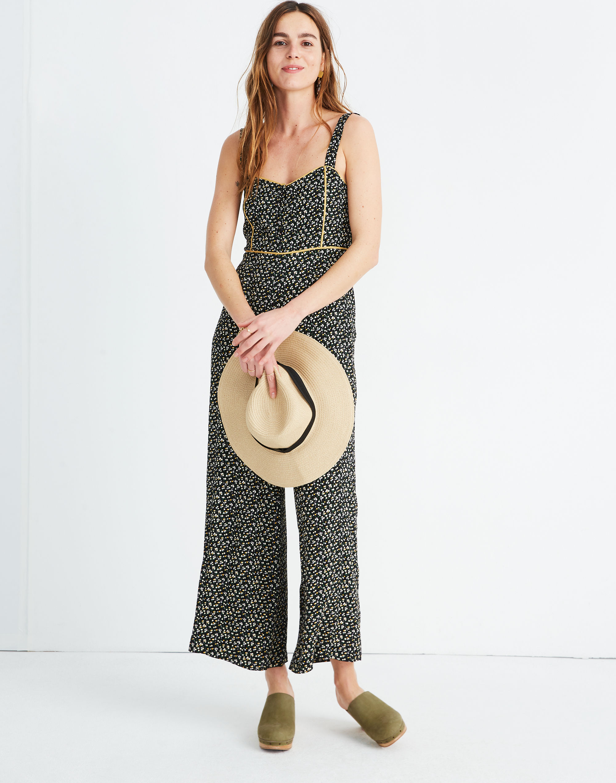 Button-Front Wide-Leg Jumpsuit in Playground Posies