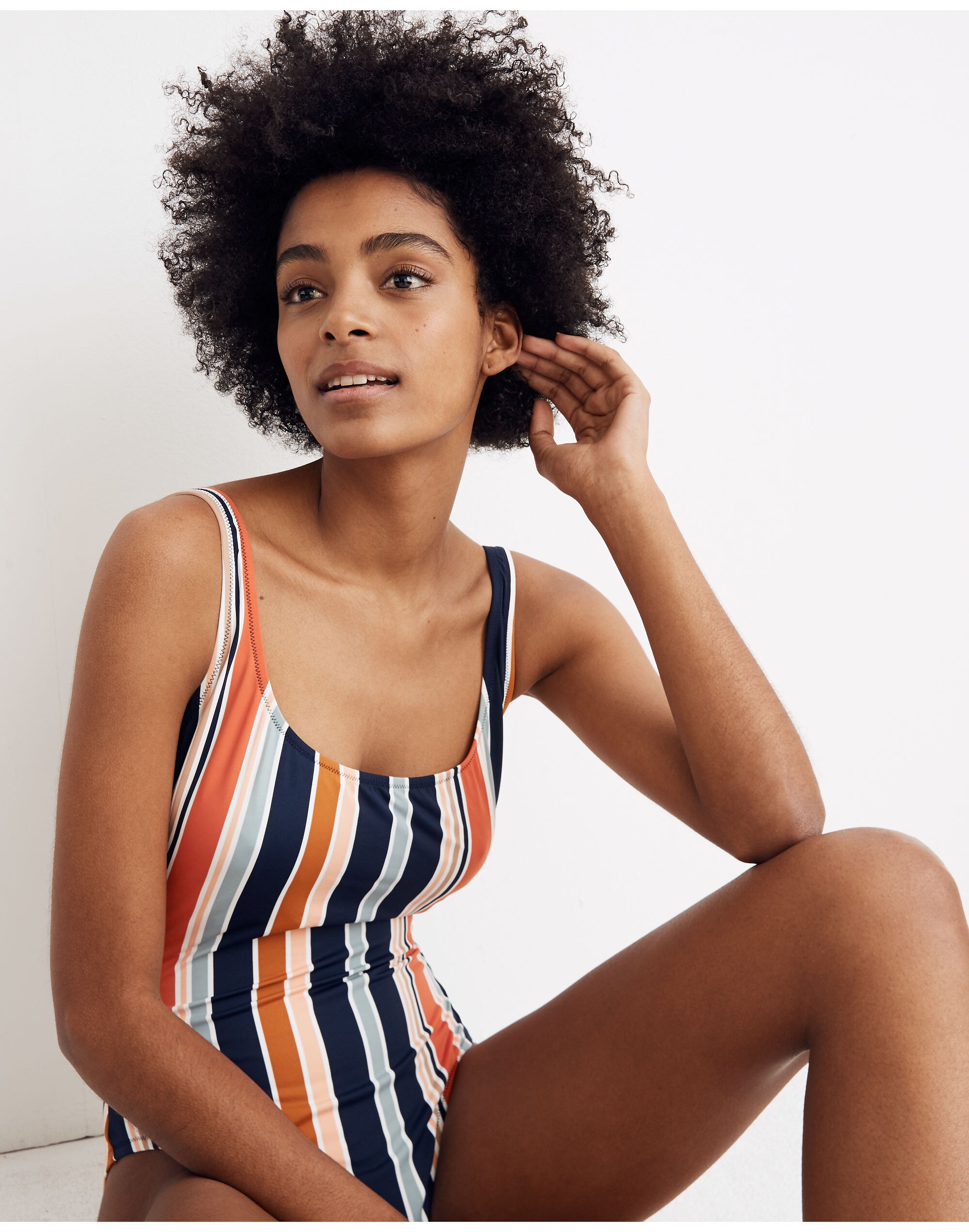 Madewell Second Wave Tank One-Piece Swimsuit in Towel Stripe