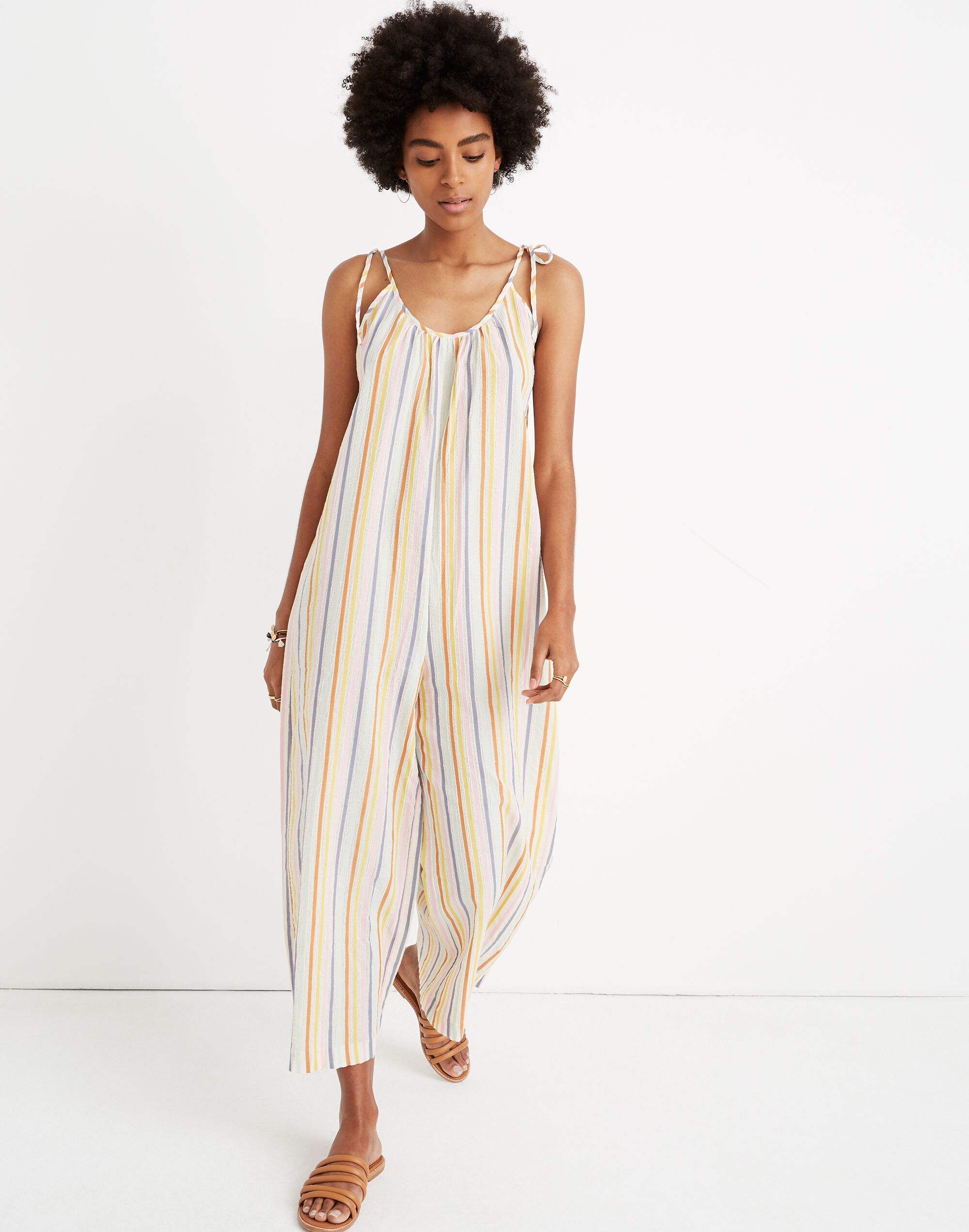 tie-strap cover-up jumpsuit