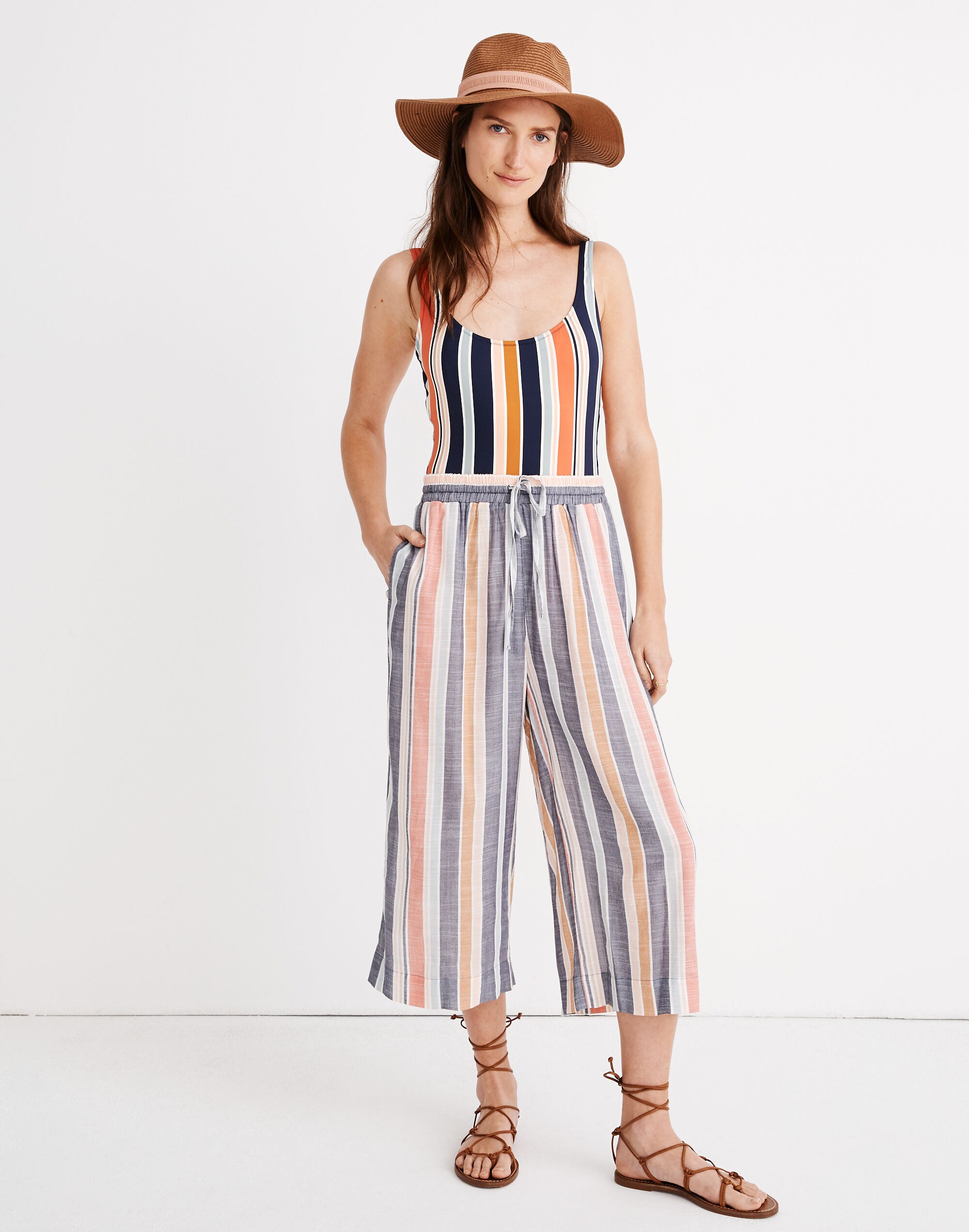 Huston Cover-Up Crop Pants in Towel Stripe