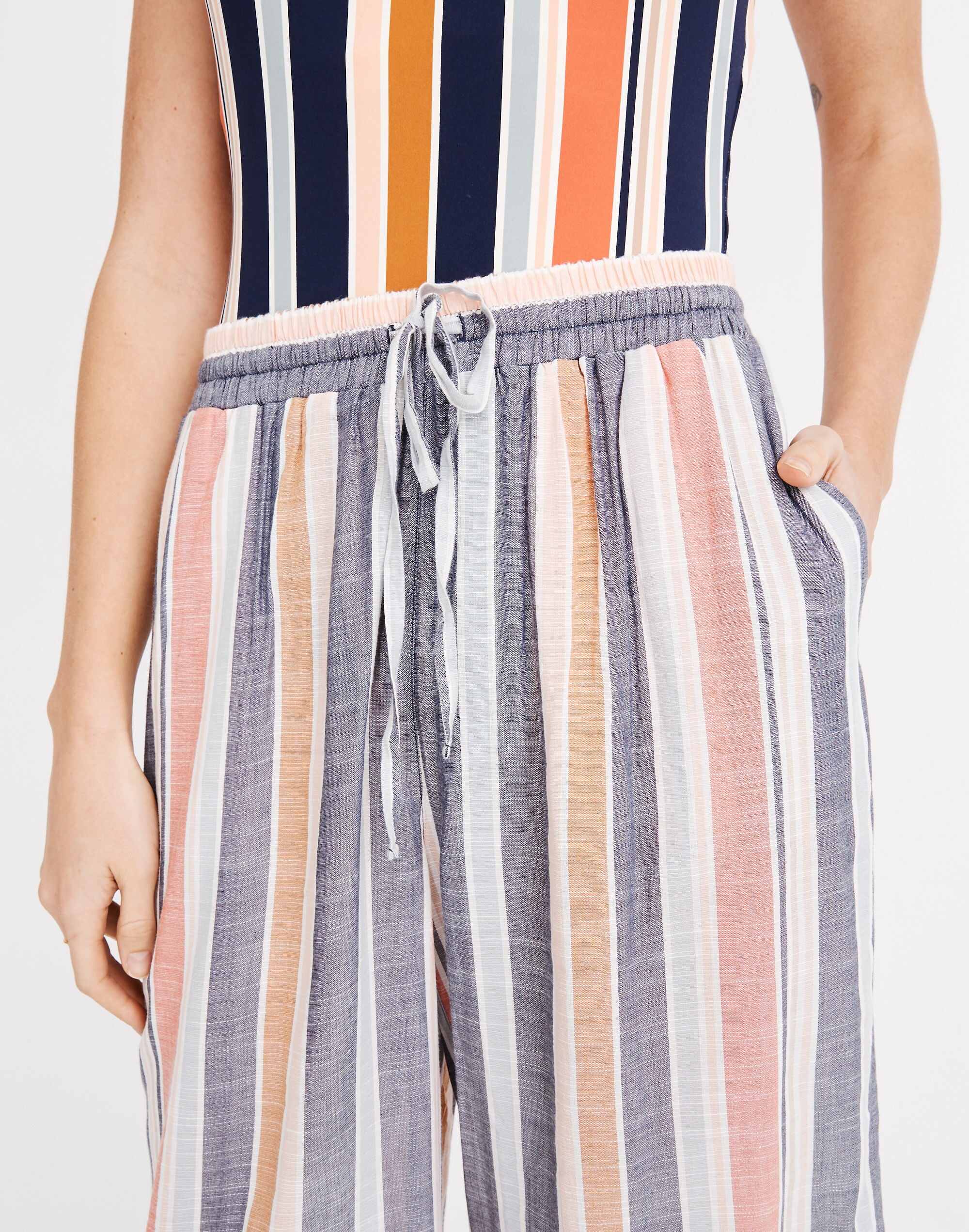 Huston Cover-Up Crop Pants in Towel Stripe