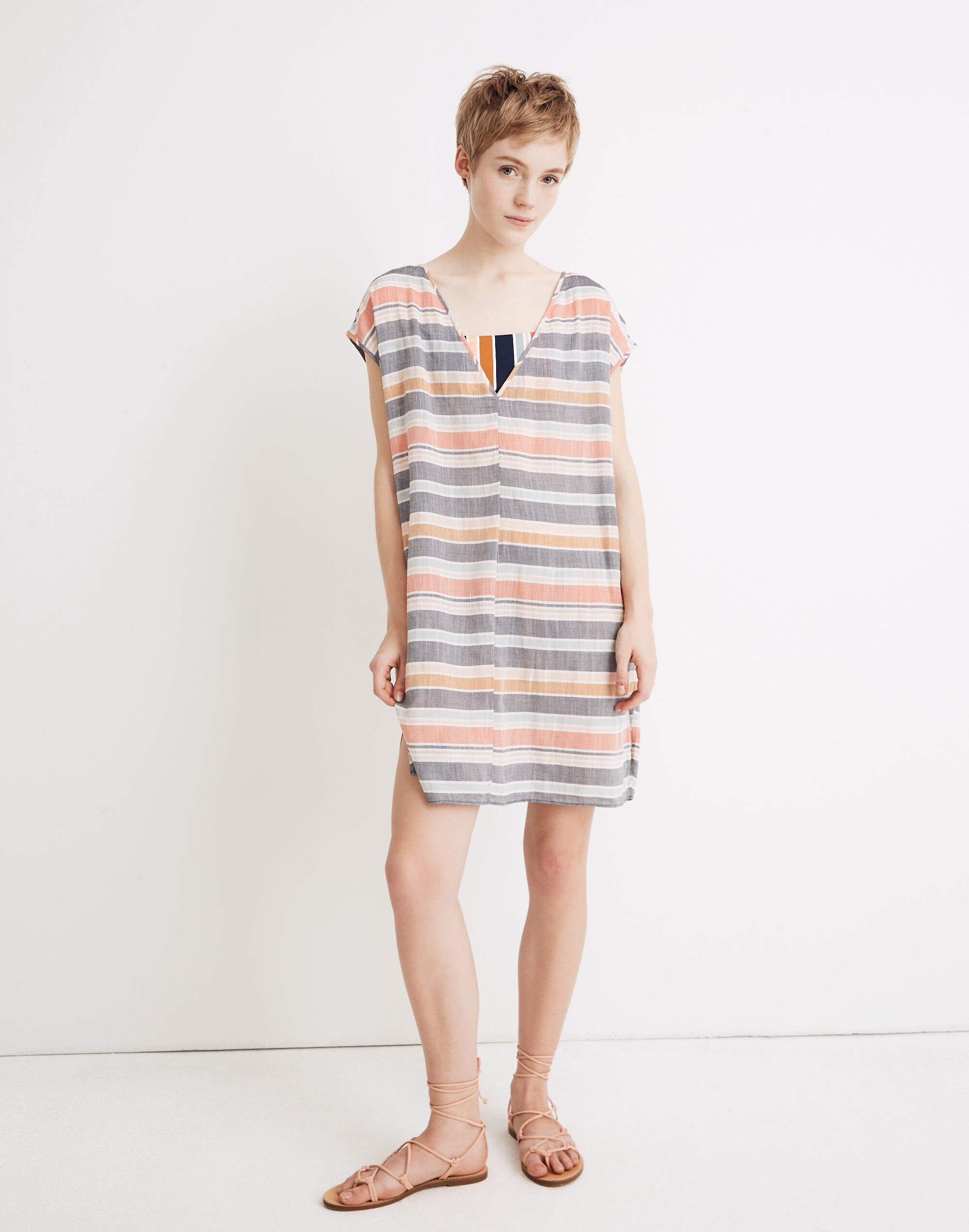 Cover-Up Tunic Dress in Towel Stripe