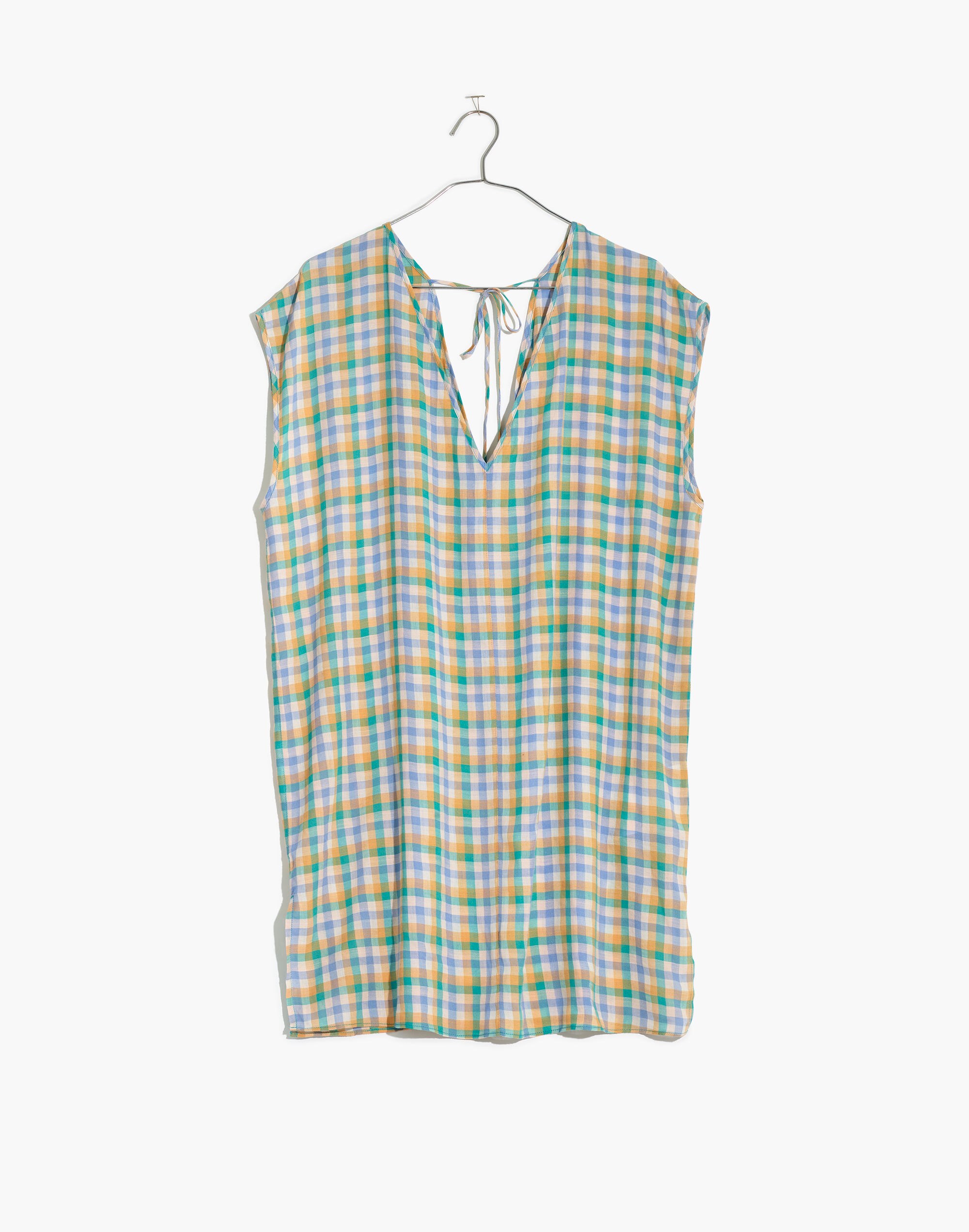 Cover-Up Tunic Dress in Pastel Gingham Check
