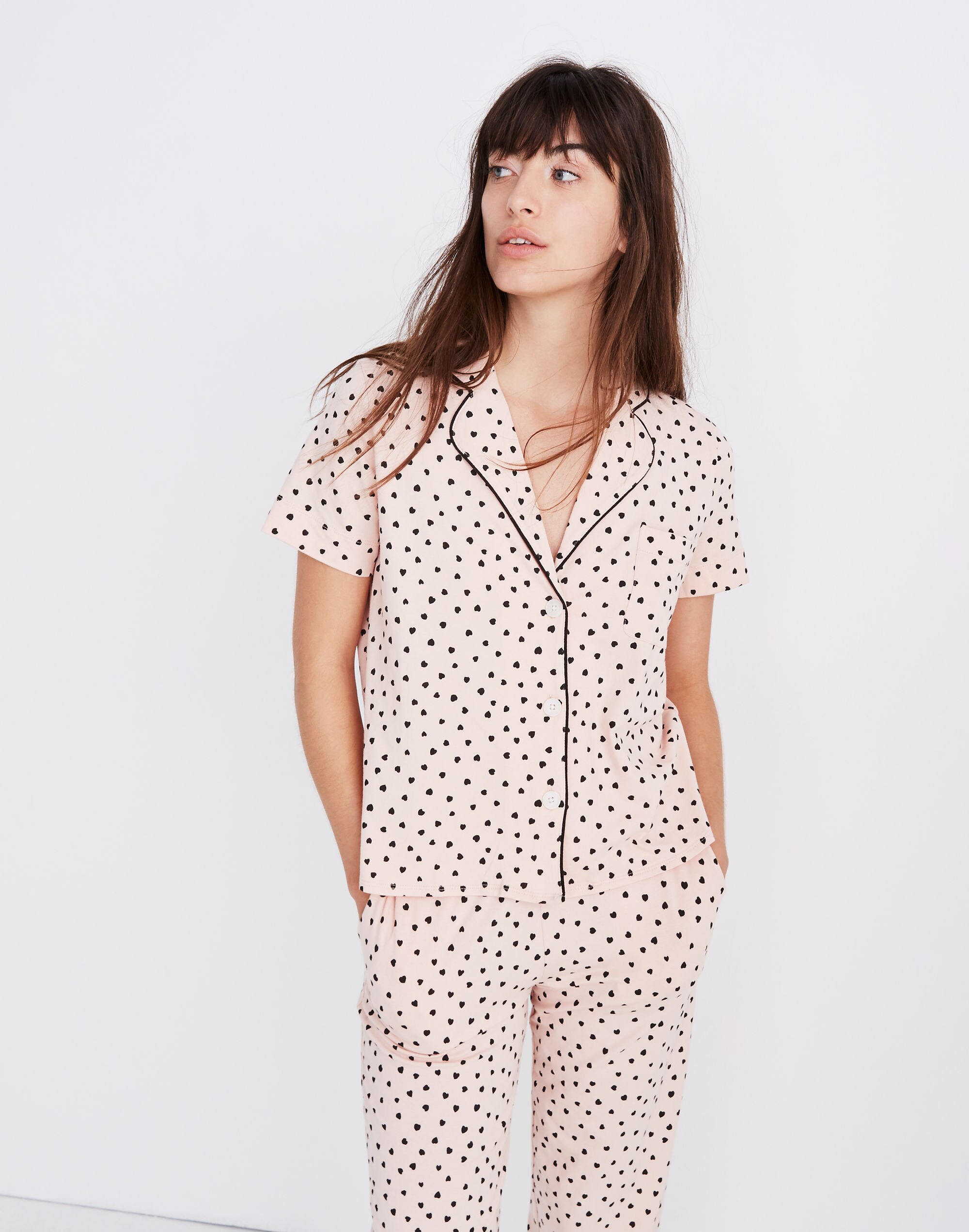 Knit Bedtime Pajama Set in Painted Hearts