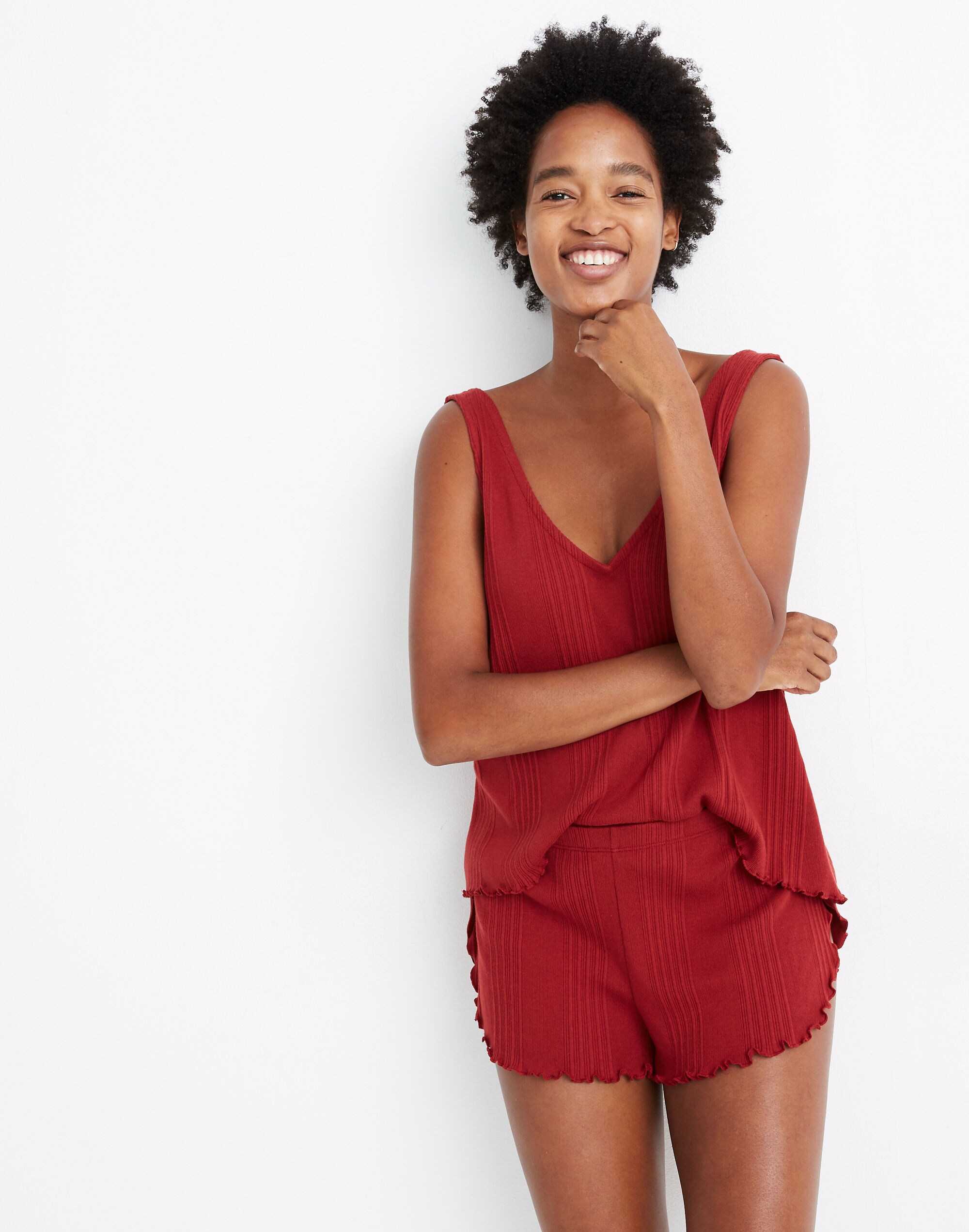 Ribbed Knit Pajama Shorts