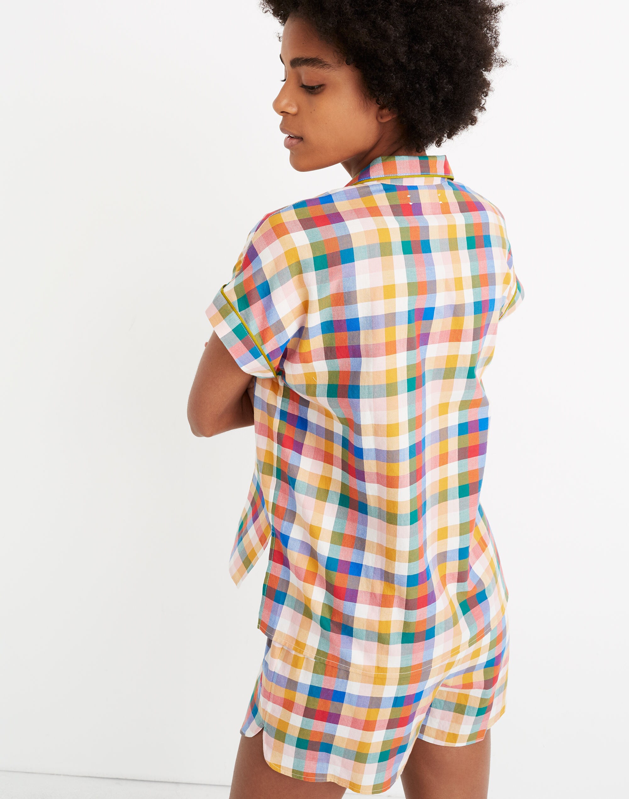Bedtime Pajama Top in Rainbow Plaid