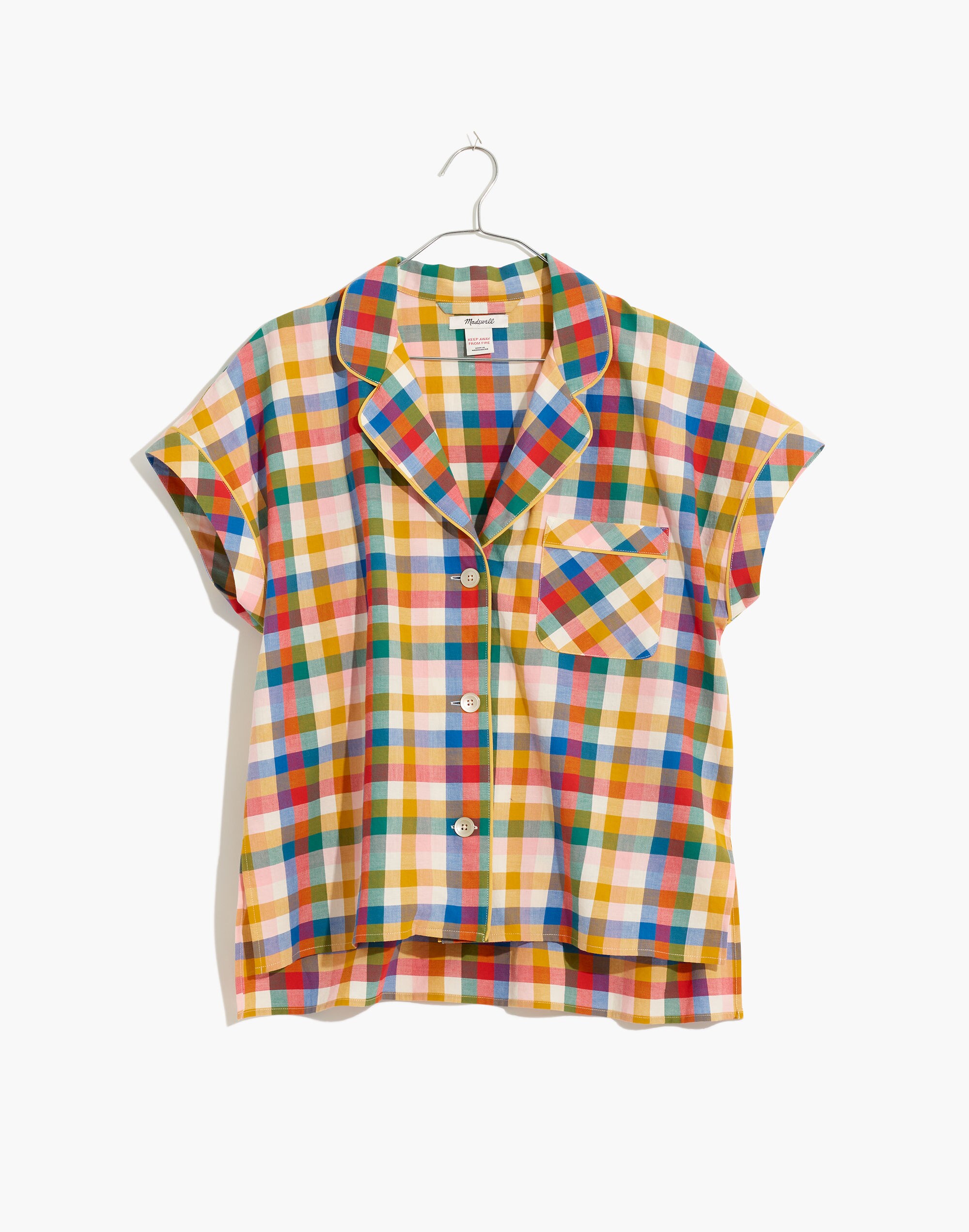 Bedtime Pajama Top in Rainbow Plaid