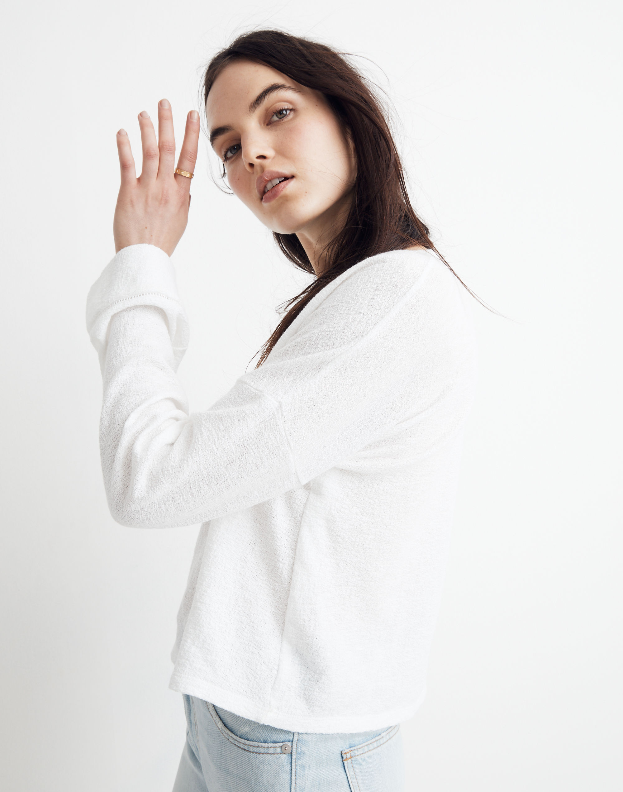 Texture &amp; Thread Eyelet-Inset Top