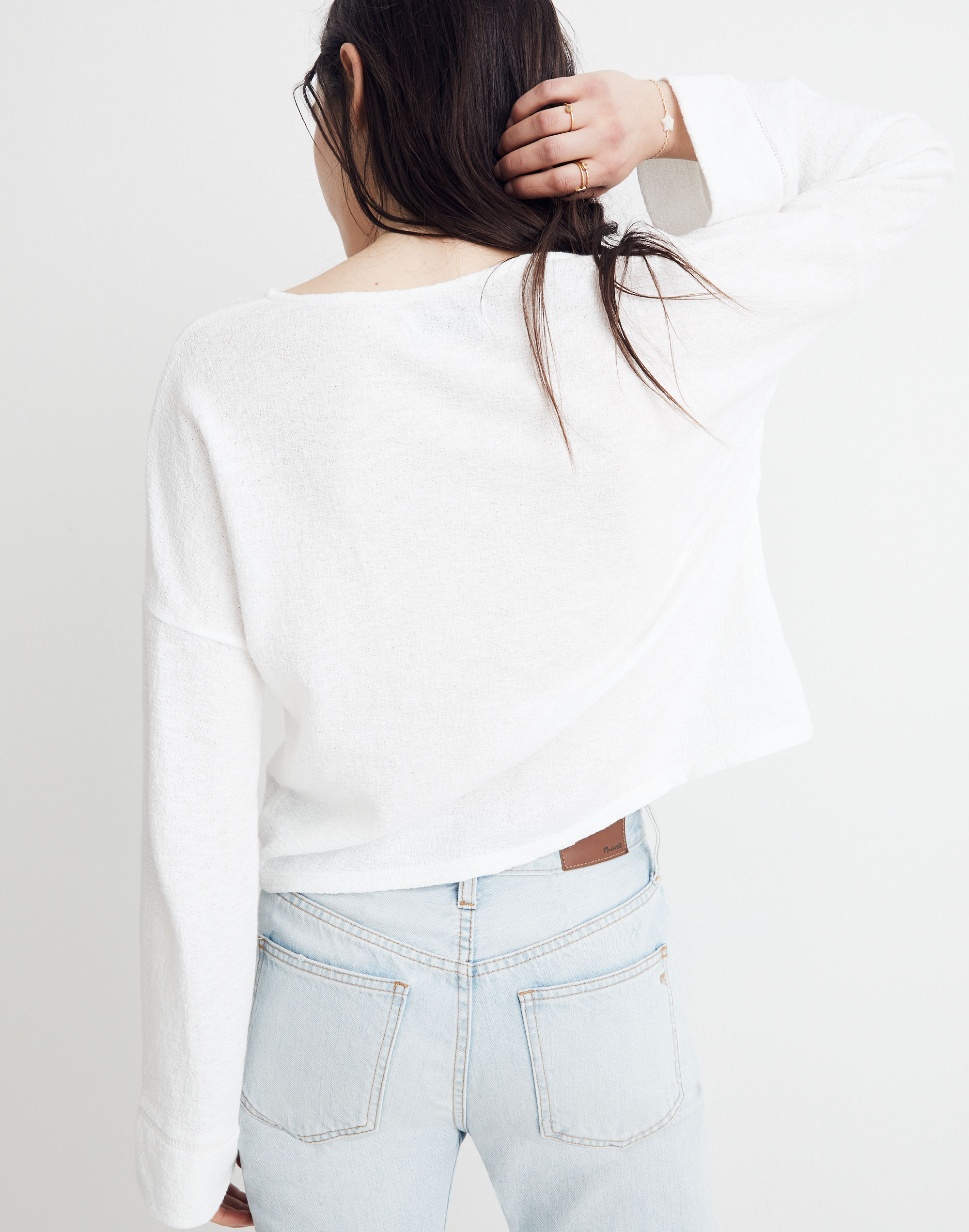 Texture &amp; Thread Eyelet-Inset Top