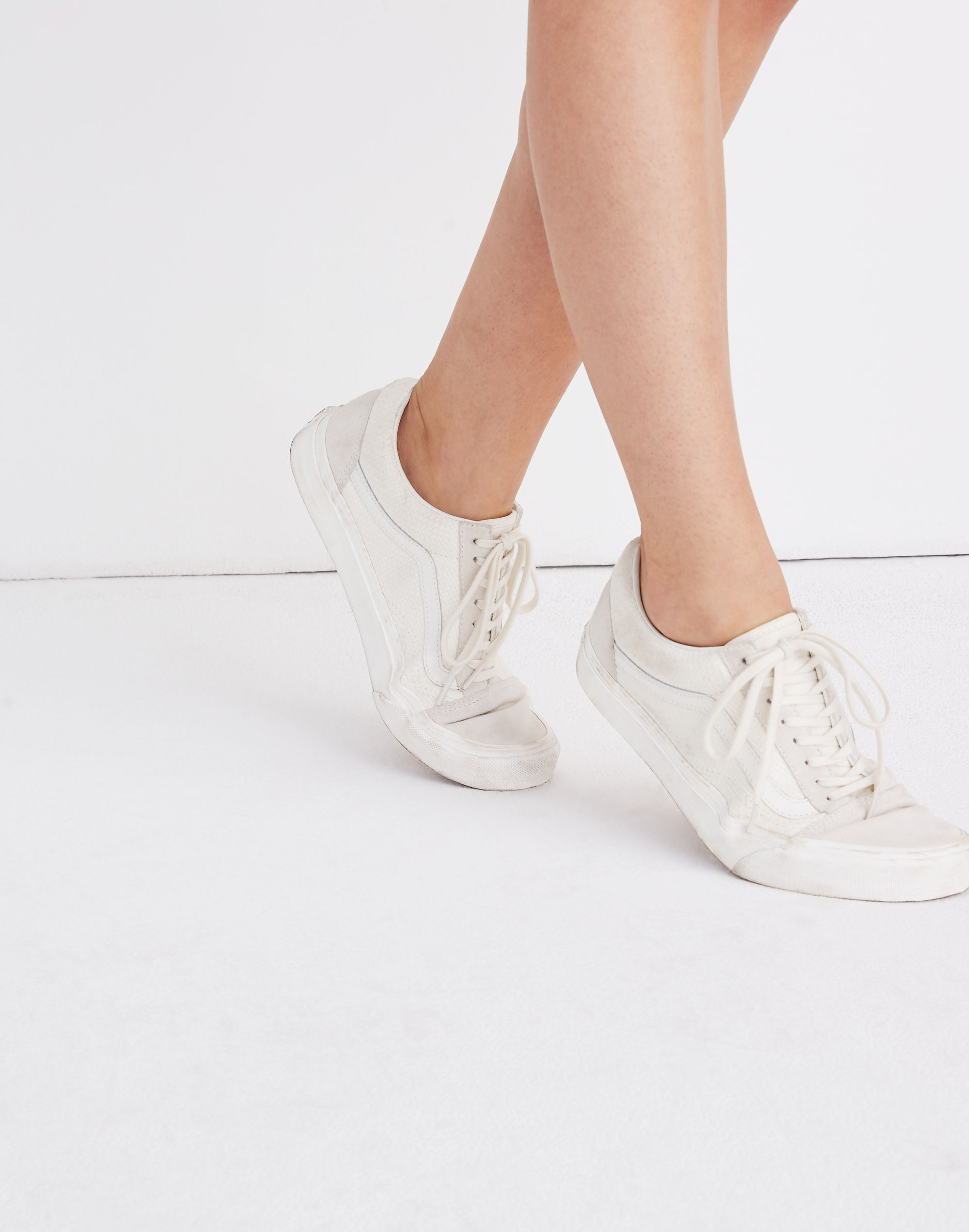 Vans&reg; Unisex Old Skool Lace-Up Sneakers in White Suede and Canvas