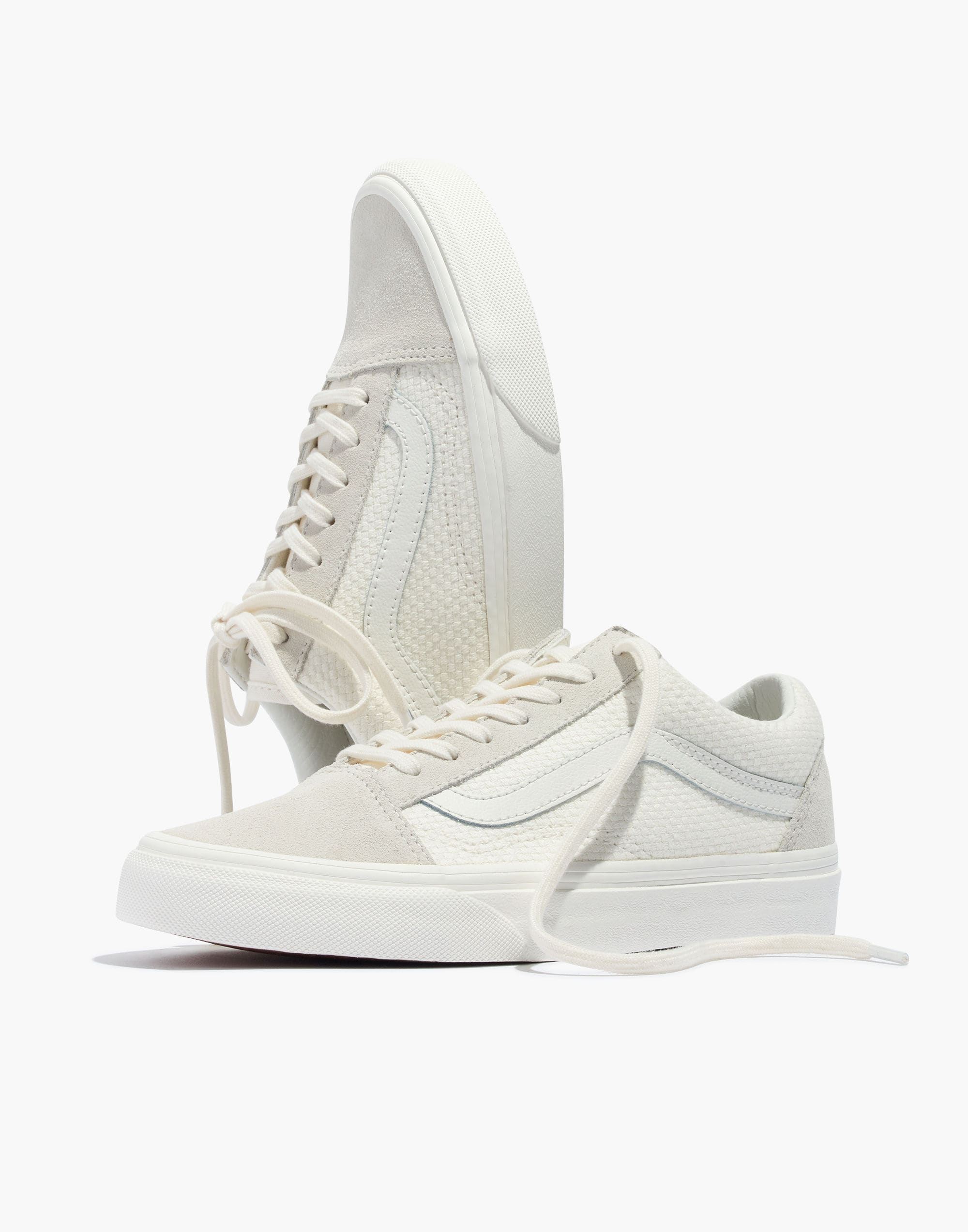 Vans&reg; Unisex Old Skool Lace-Up Sneakers in White Suede and Canvas