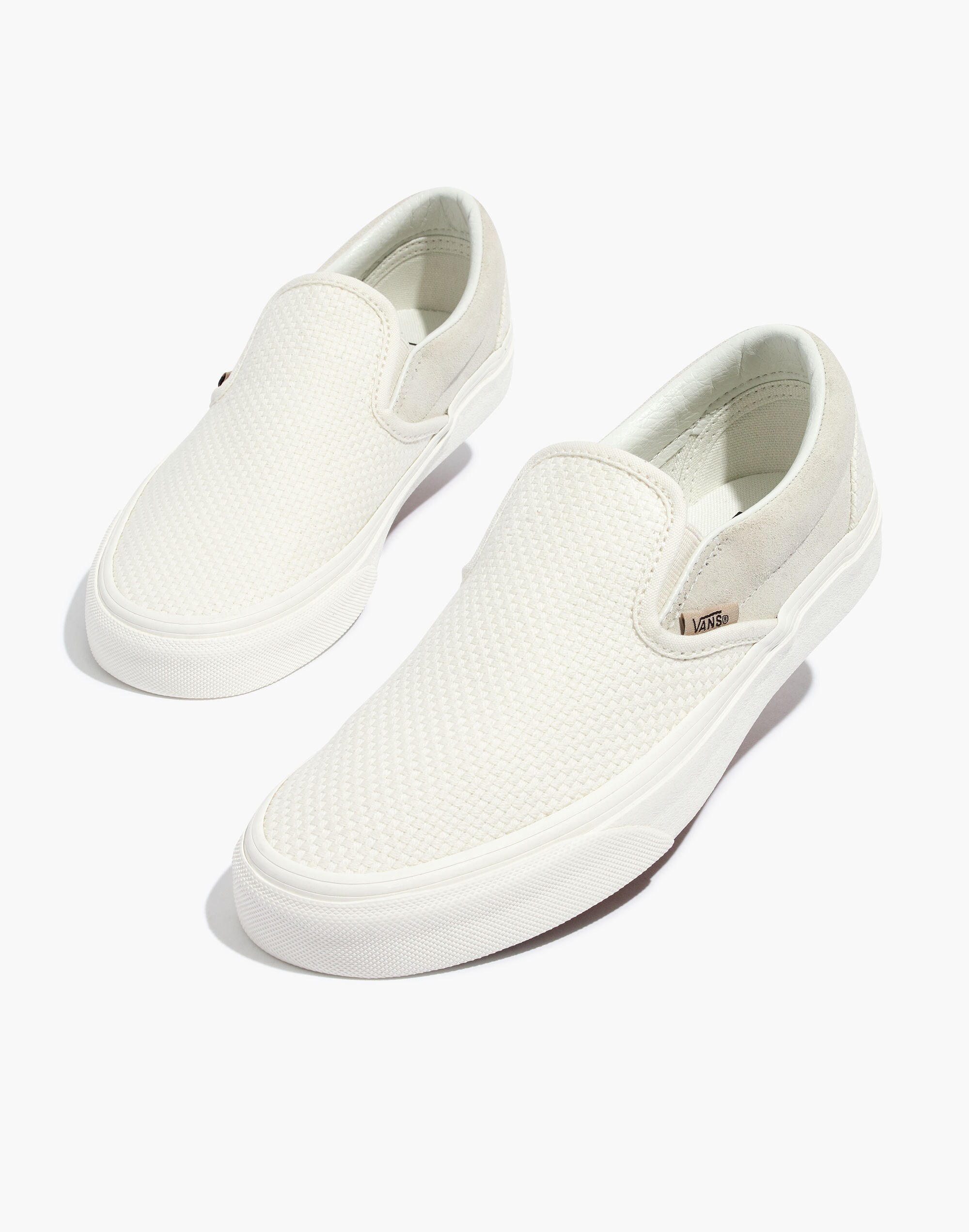 Vans&reg; Unisex Classic Slip-On Sneakers in White Suede and Canvas