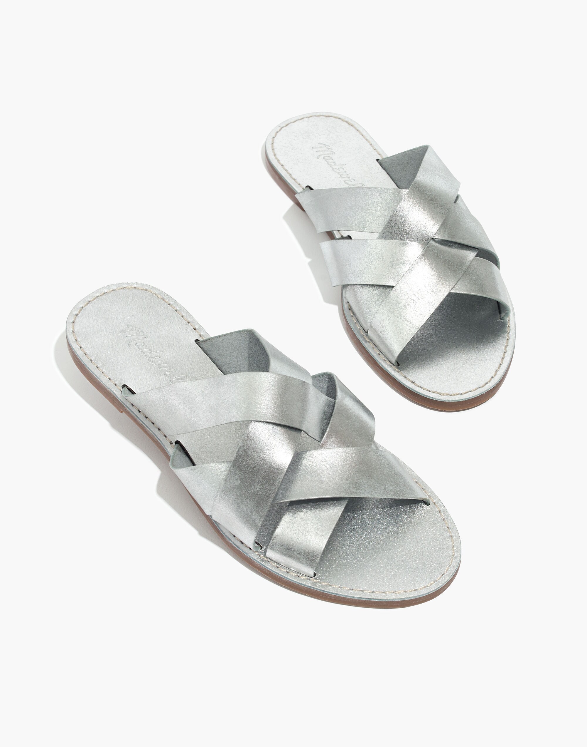The Boardwalk Woven Slide Sandal in Metallic