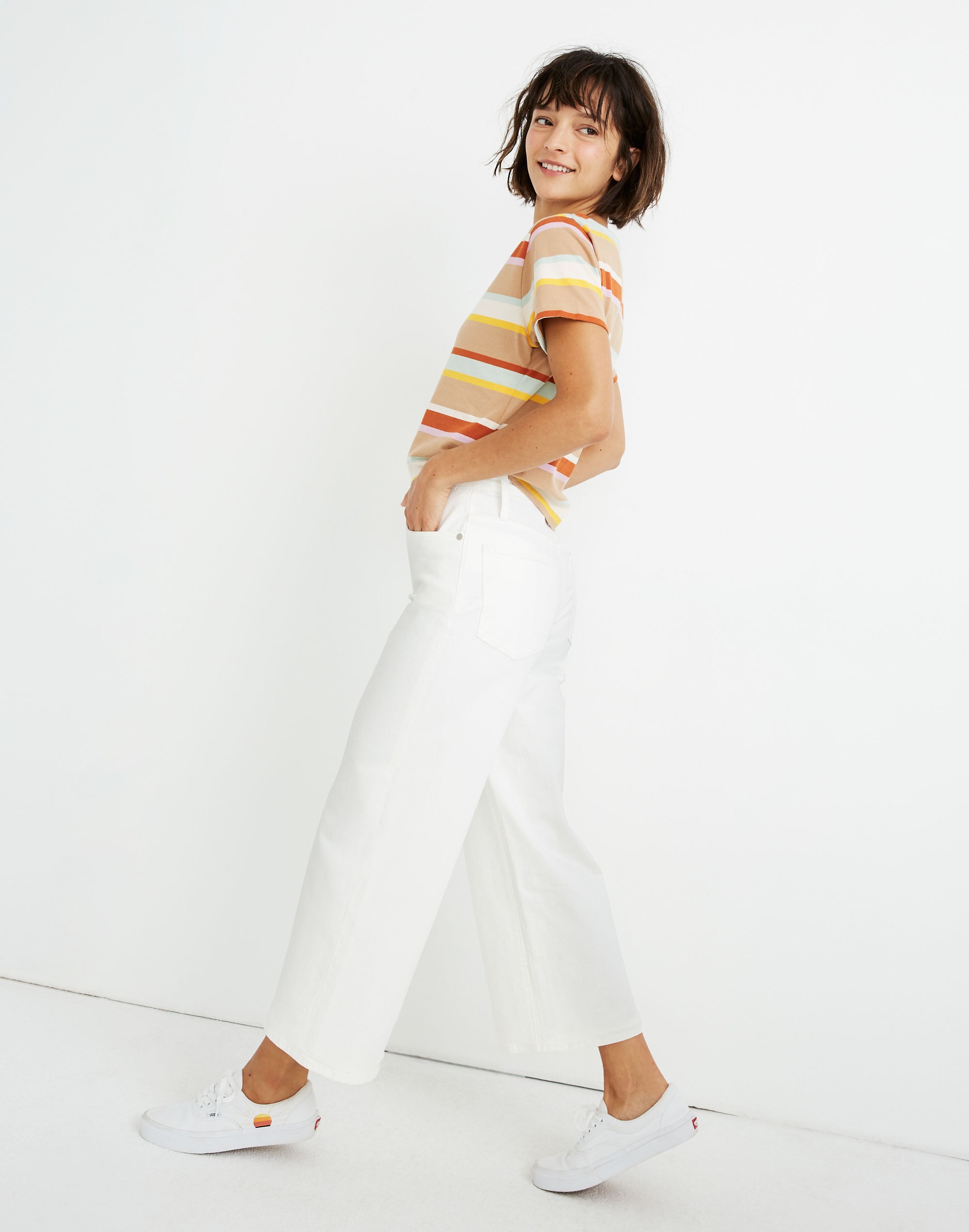 Wide-Leg Crop Jeans in Tile White