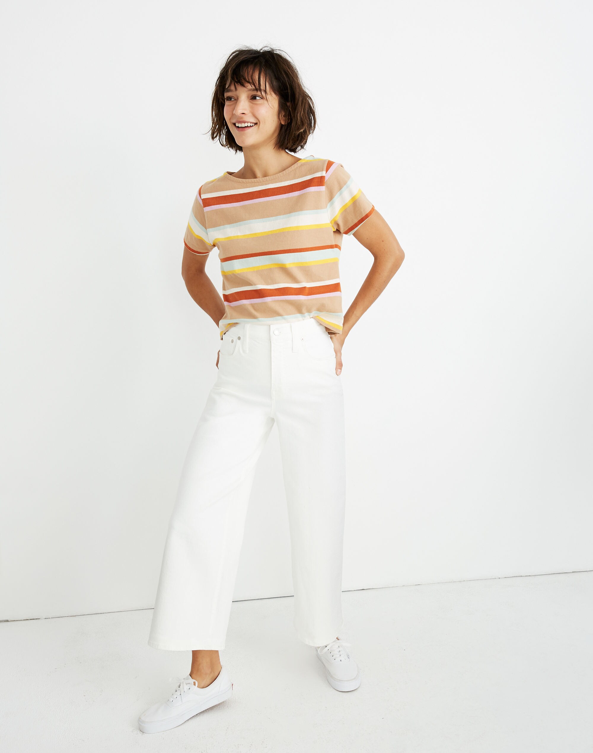 Petite Wide-Leg Crop Jeans in Tile White