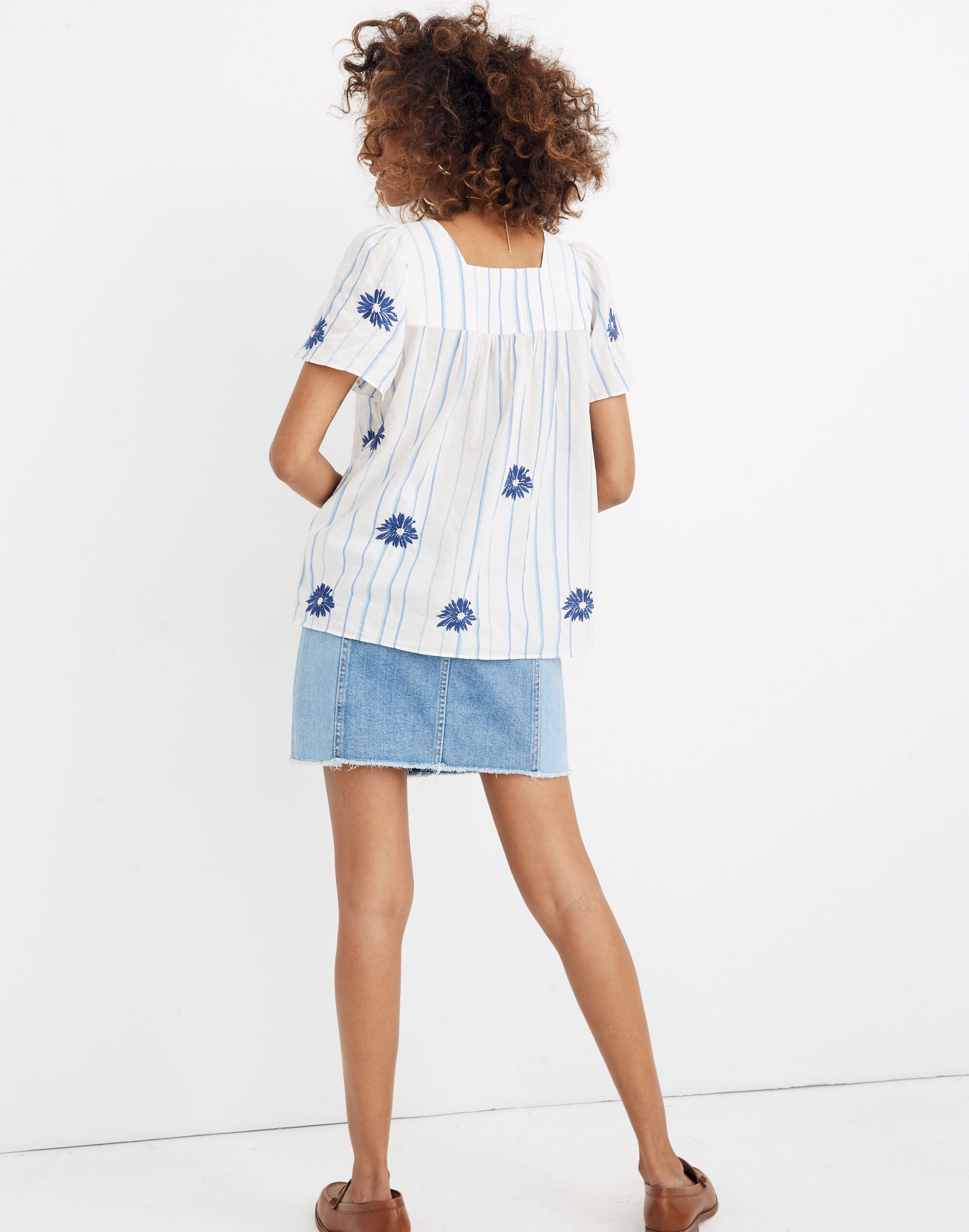 Floral Embroidered Butterfly Top in Stripe