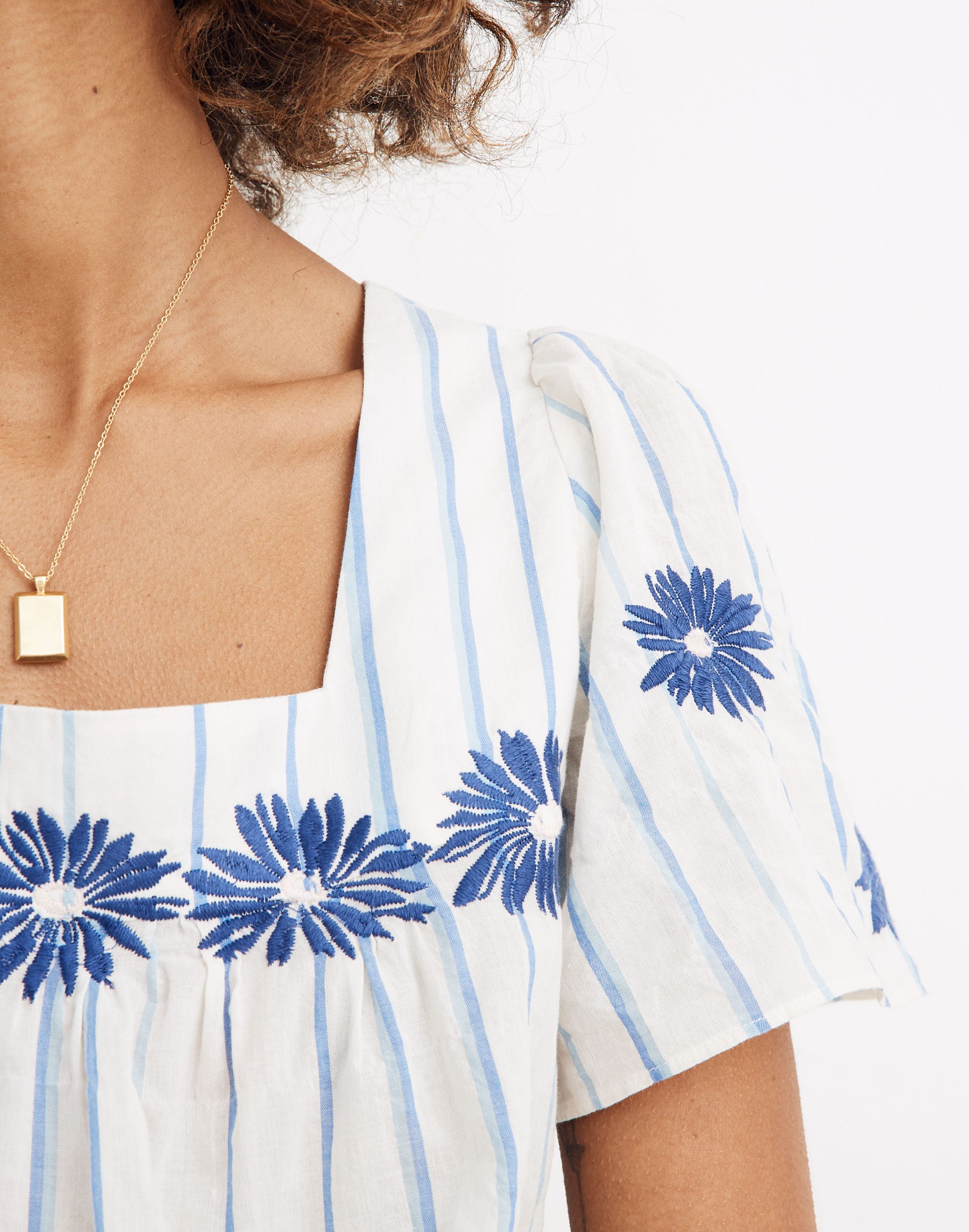 Floral Embroidered Butterfly Top in Stripe