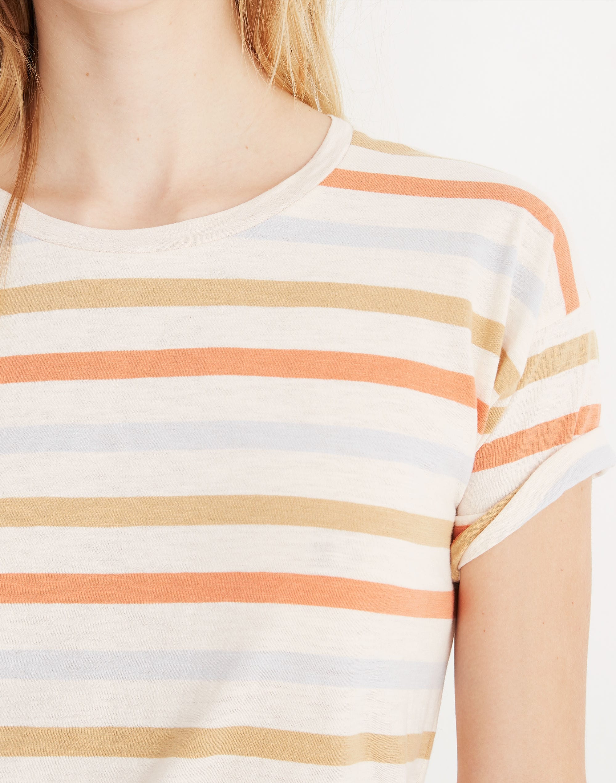 Whisper Cotton Crewneck Tee in Birchmont Stripe