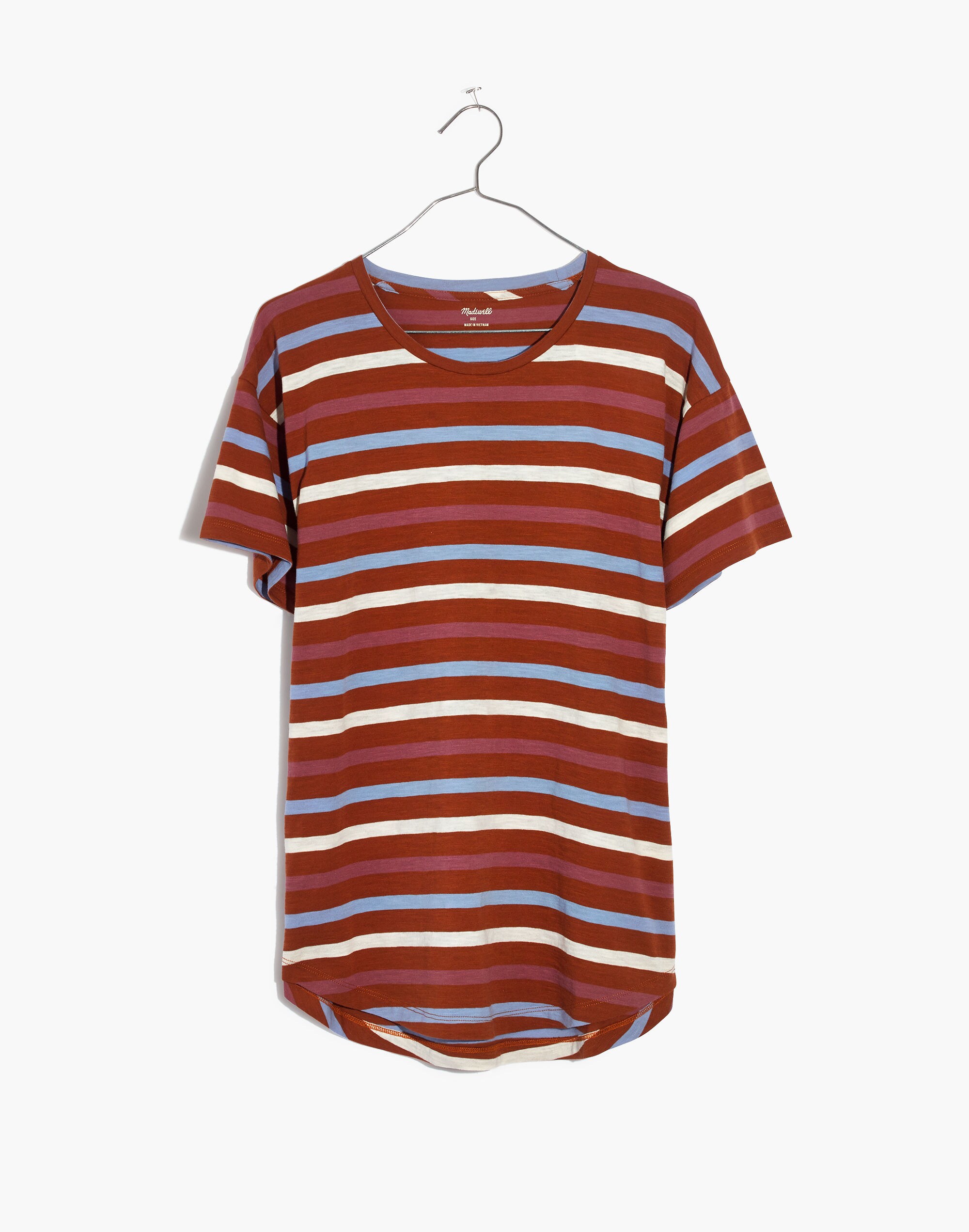 Whisper Cotton Crewneck Tee in Birchmont Stripe