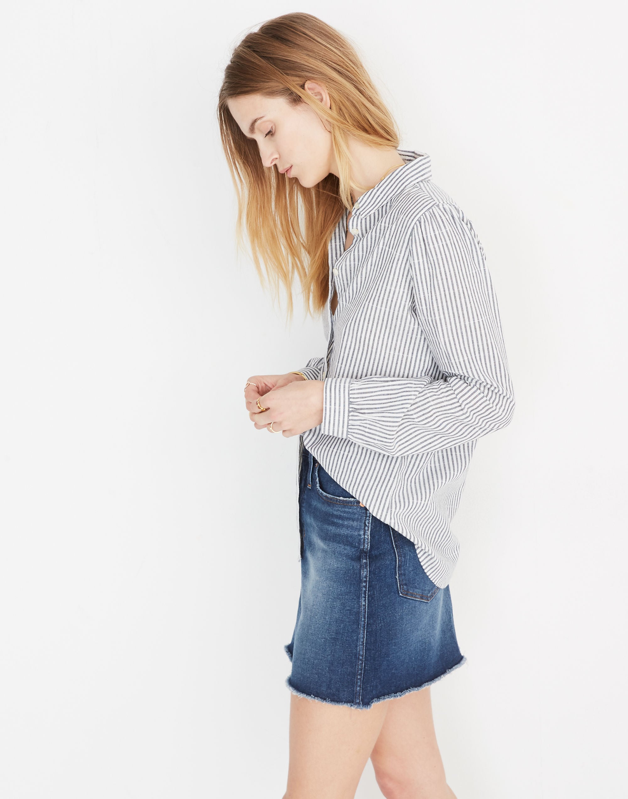 Puff-Sleeve Button-Down Shirt