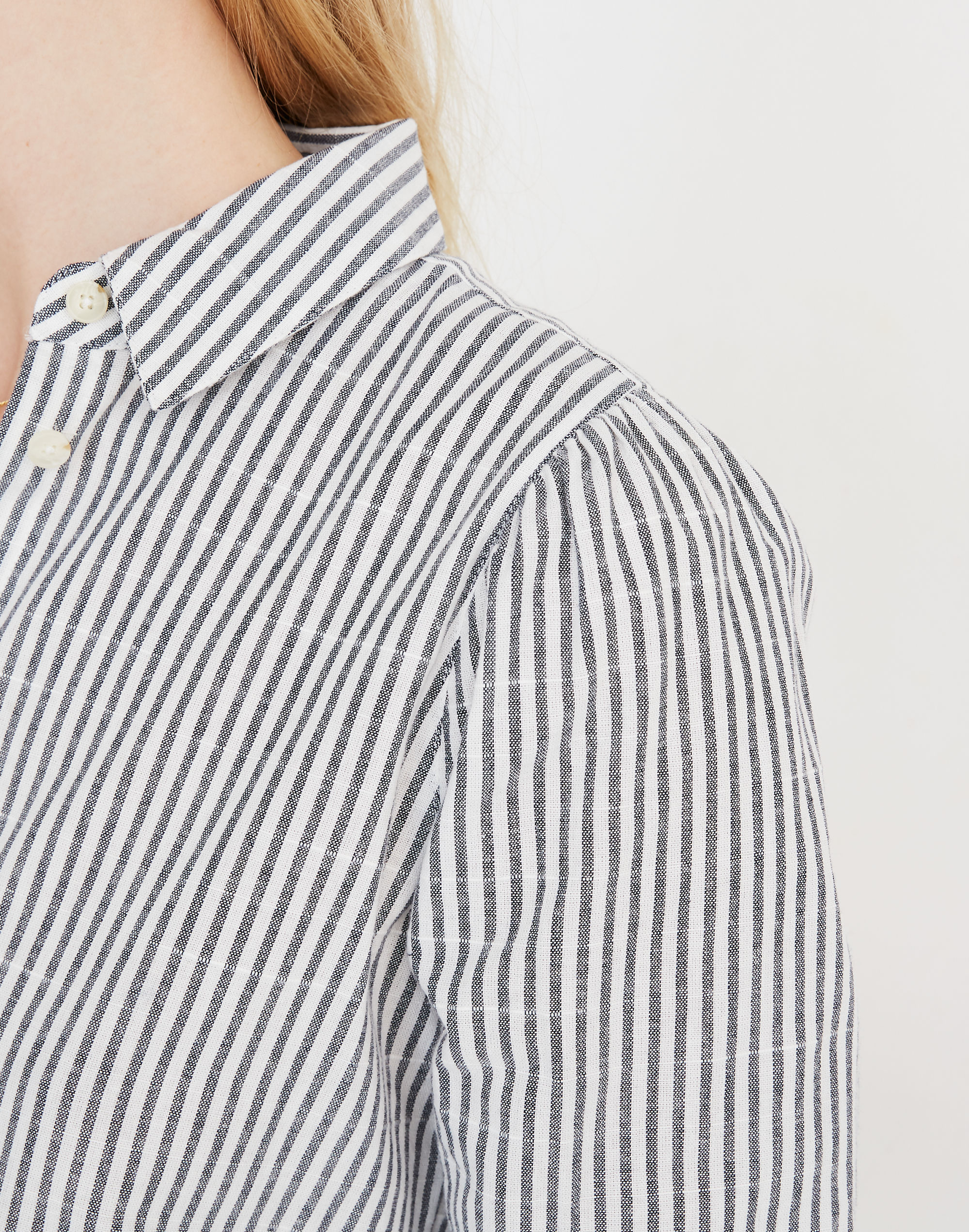 Puff-Sleeve Button-Down Shirt