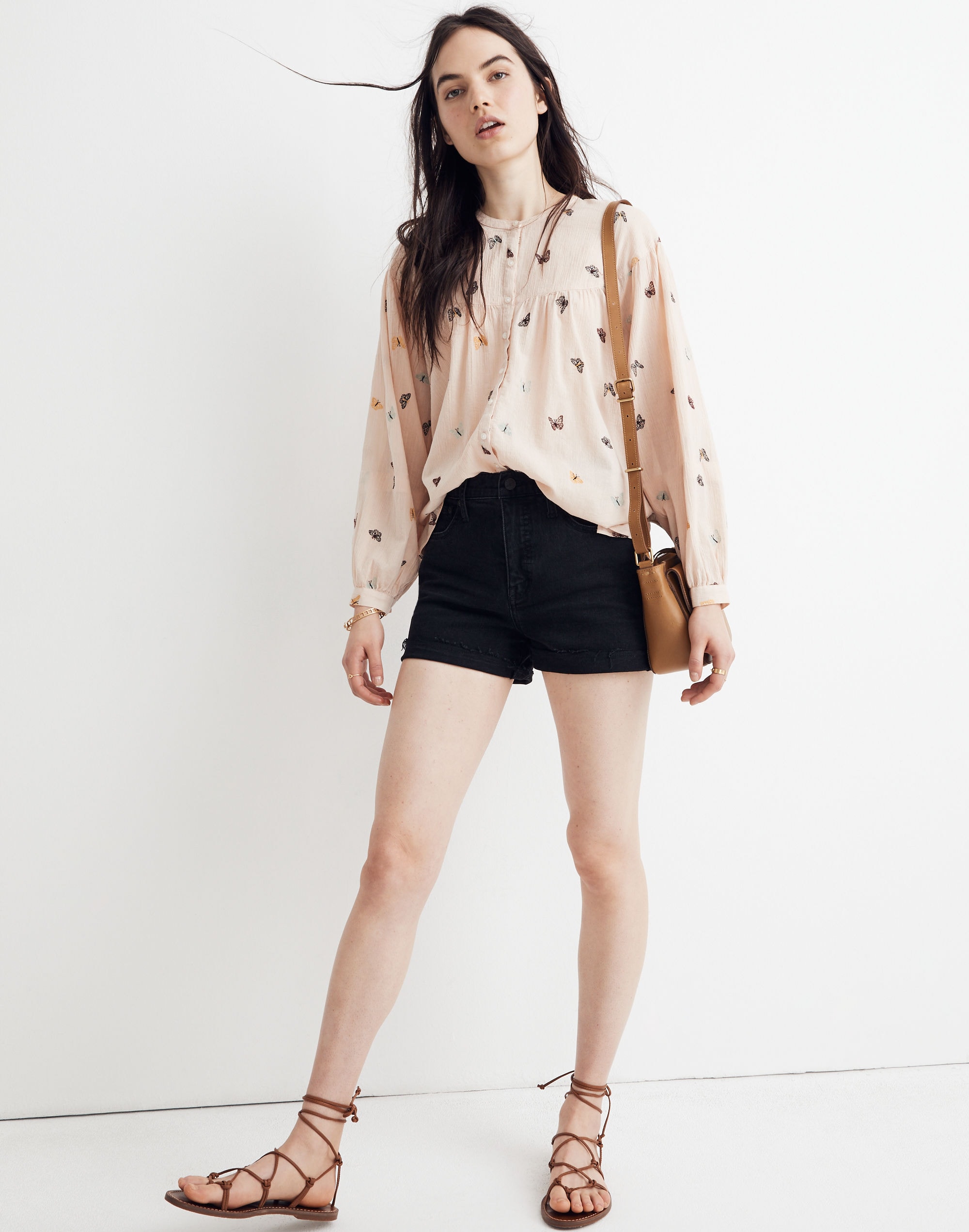 Butterfly Breeze Balloon-Sleeve Peasant Top