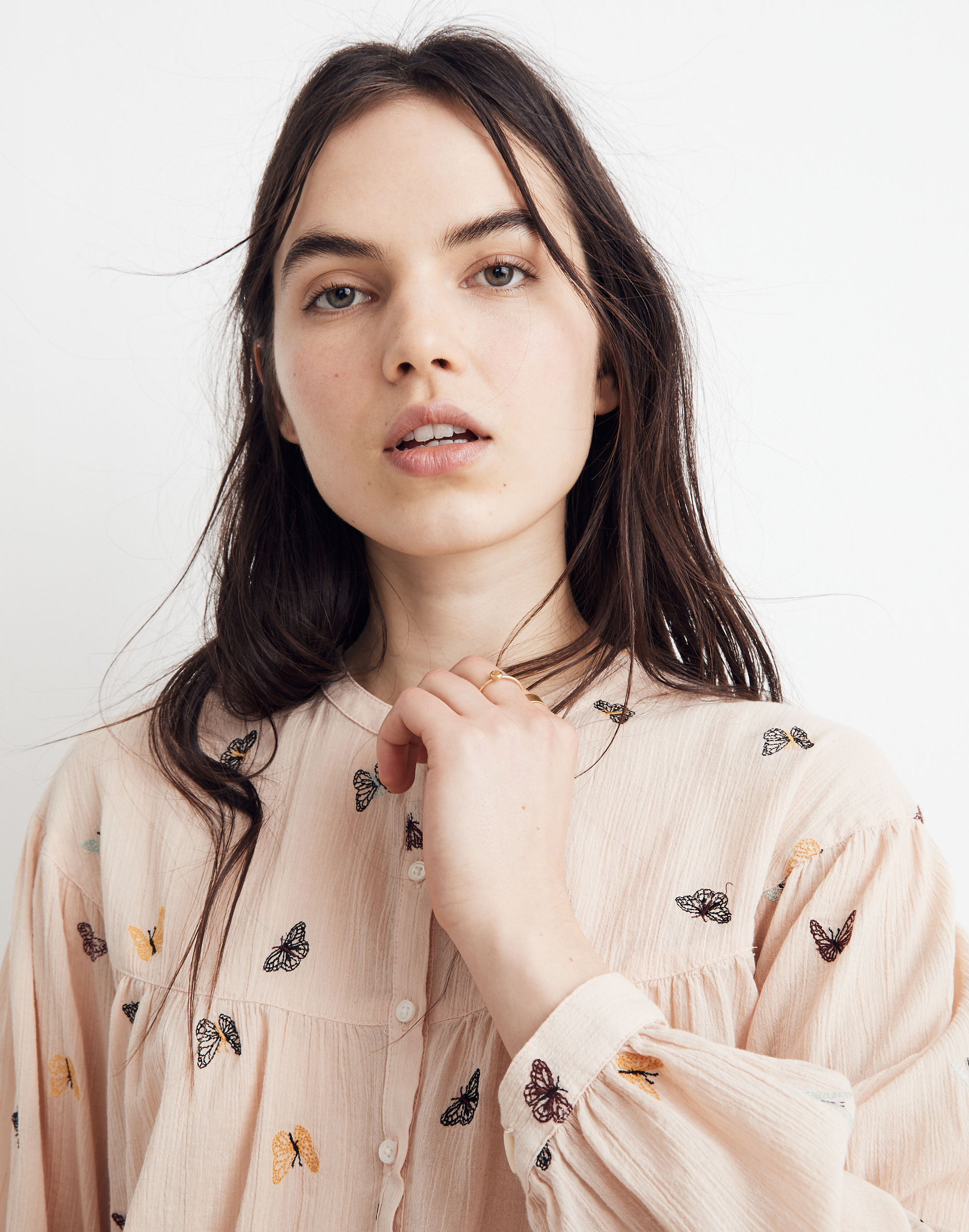 Butterfly Breeze Balloon-Sleeve Peasant Top