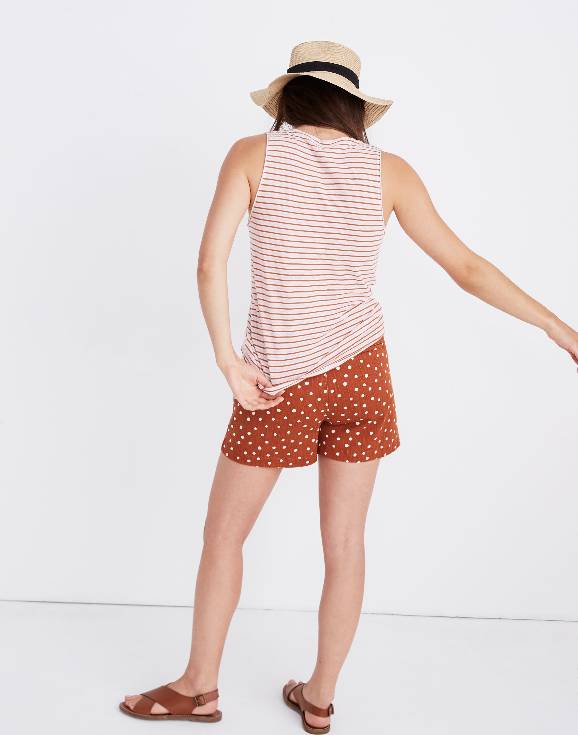 Whisper Cotton V-Neck Pocket Tank in Greywood Stripe