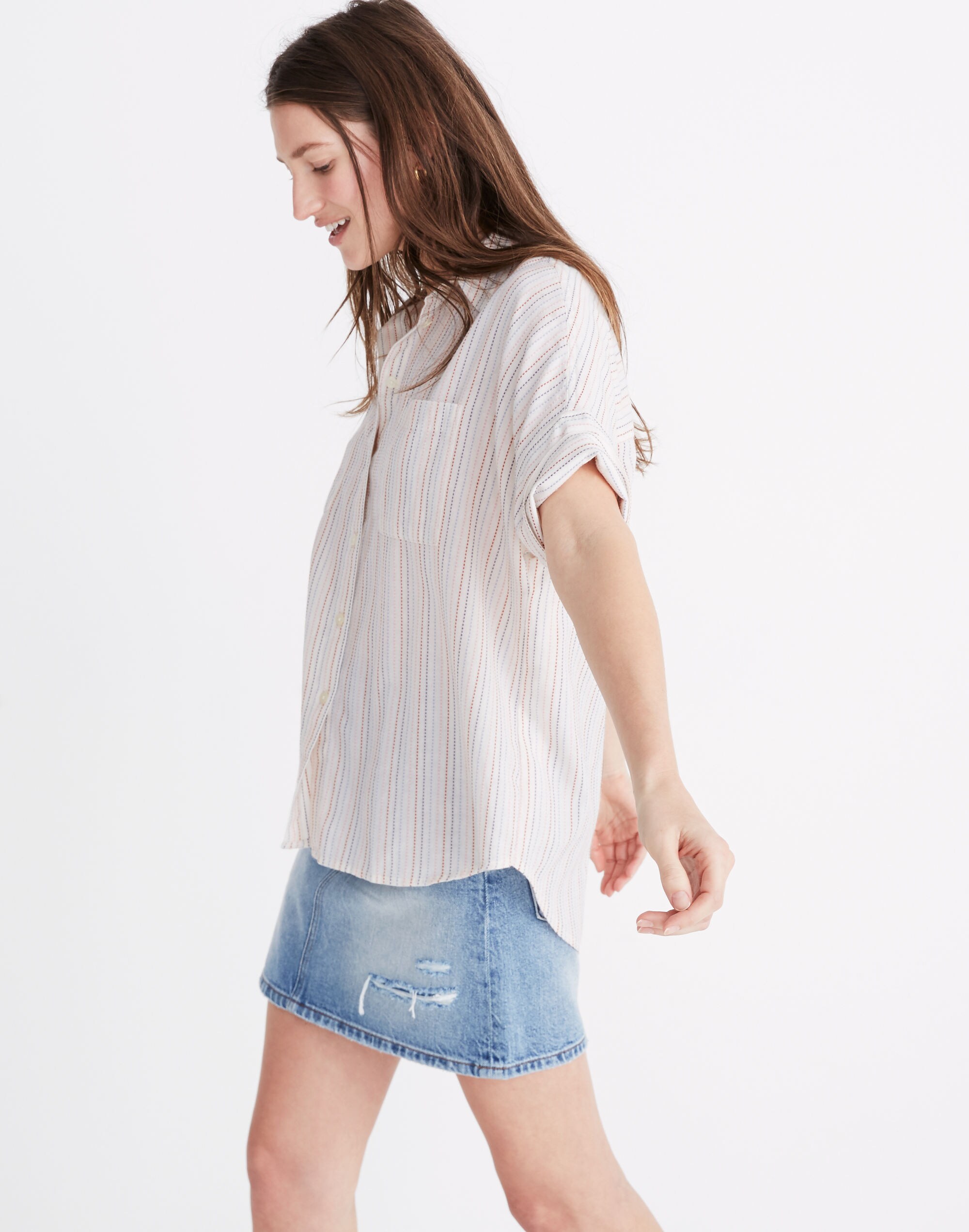 Courier Shirt in Stitched Rainbow Stripe