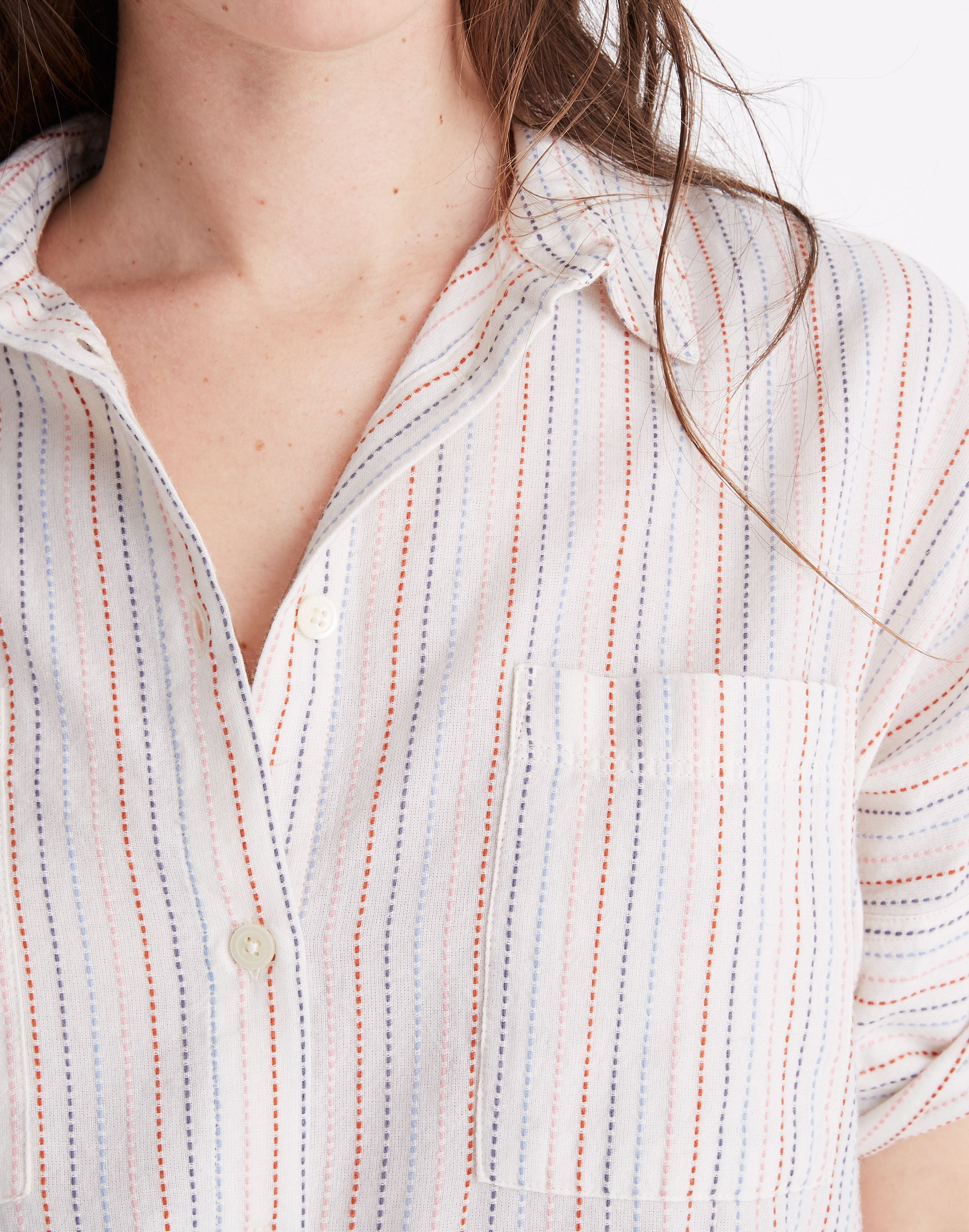 Courier Shirt in Stitched Rainbow Stripe