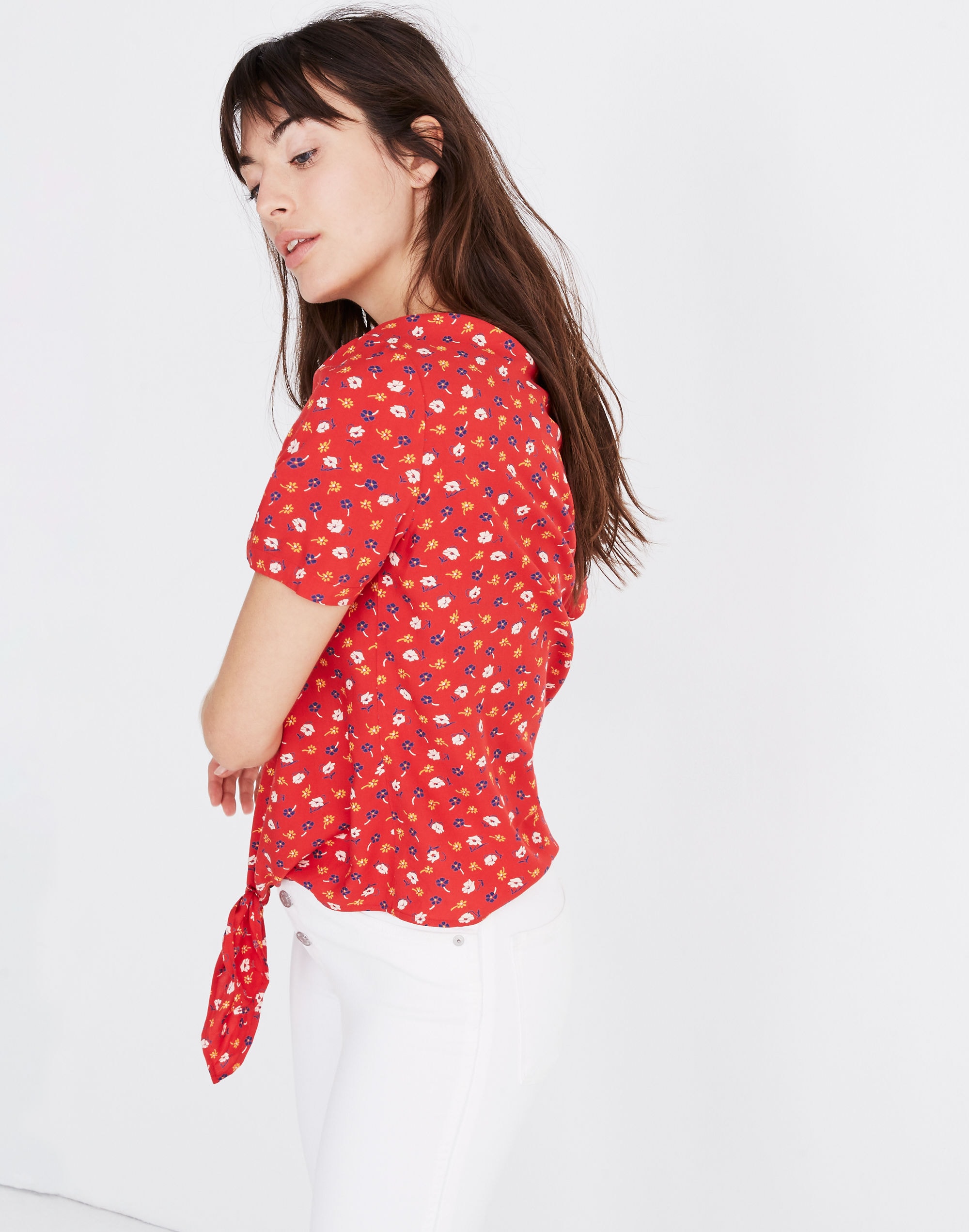 Novel Tie-Front Top in Prairie Posies