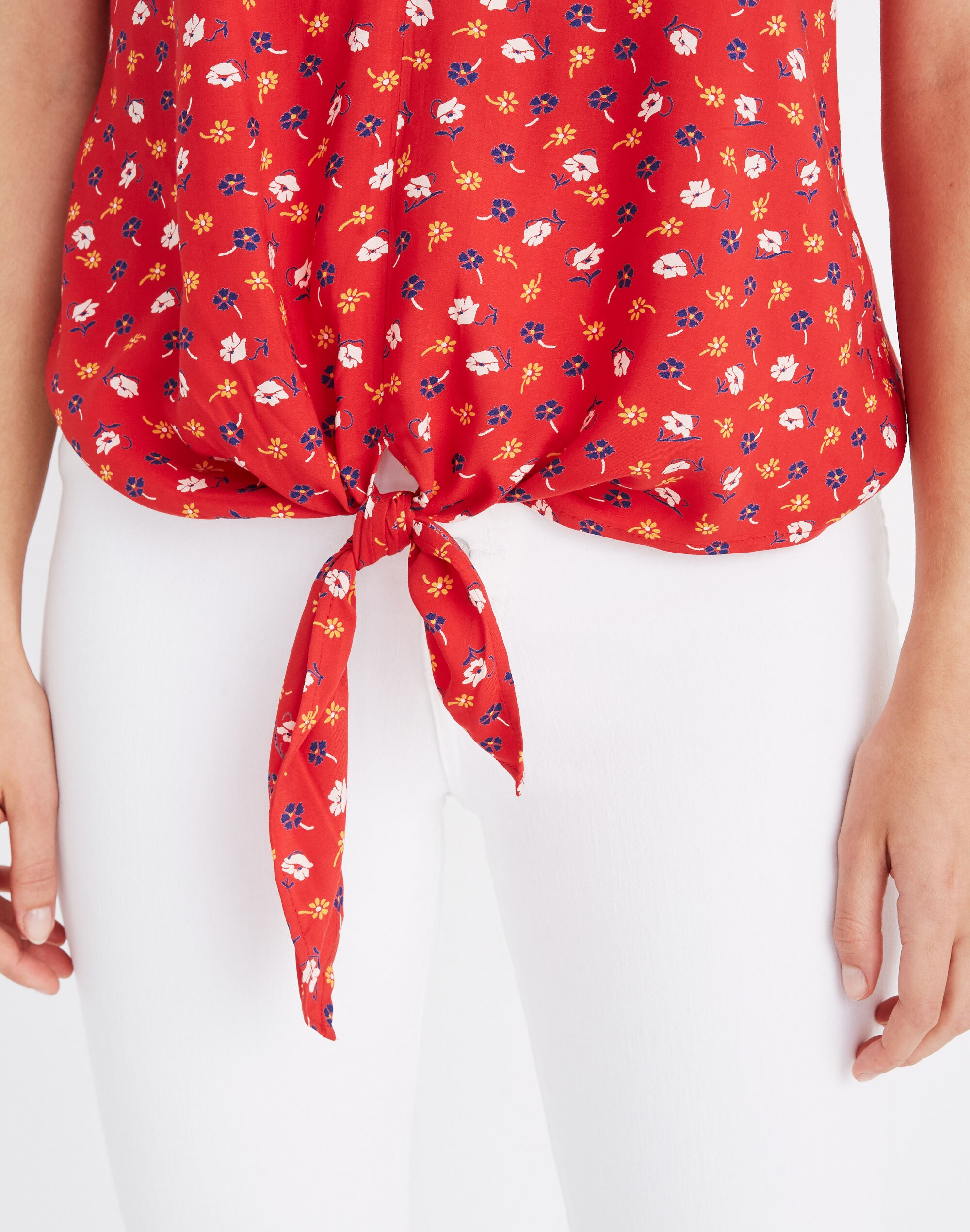 Novel Tie-Front Top in Prairie Posies