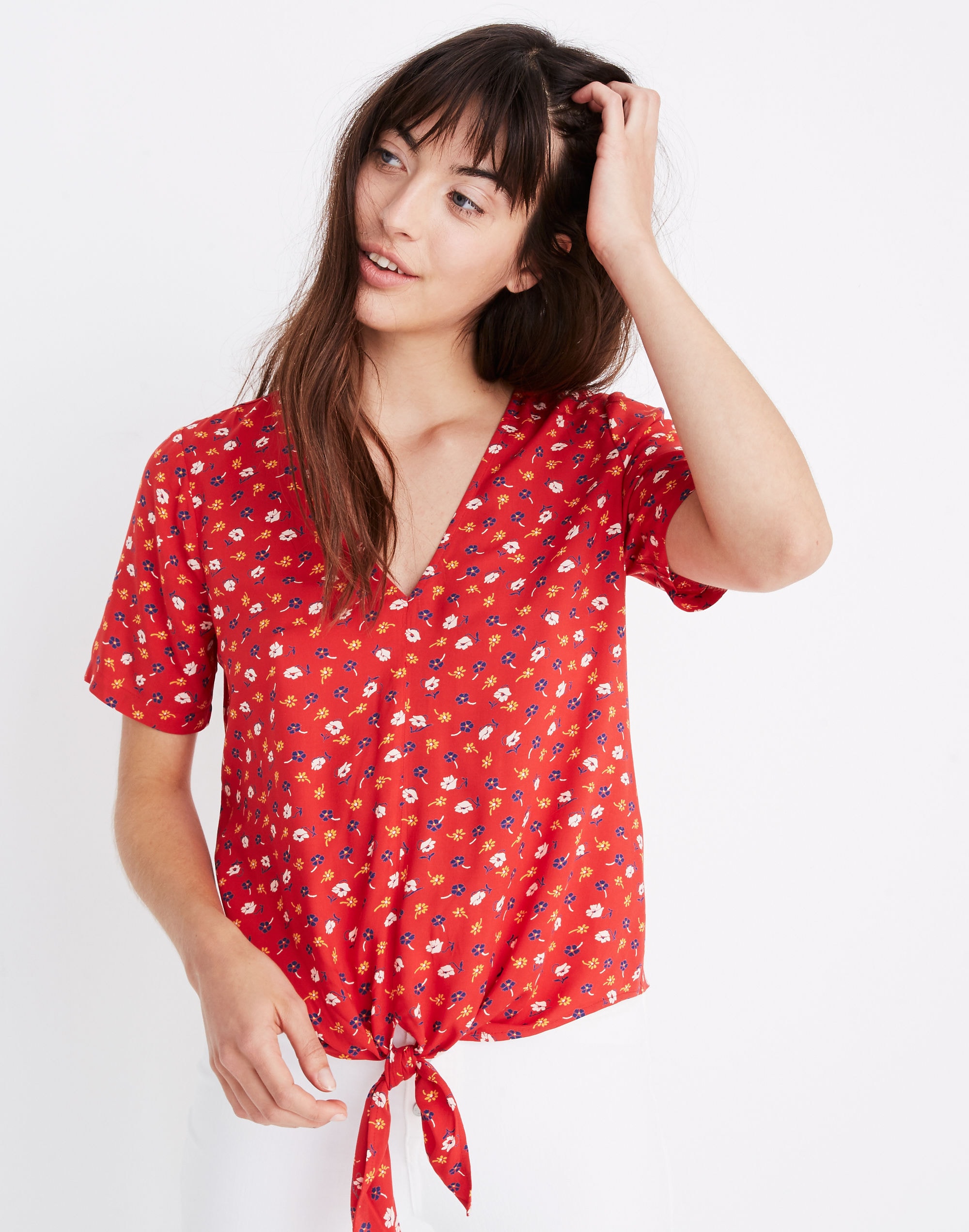 Novel Tie-Front Top in Prairie Posies