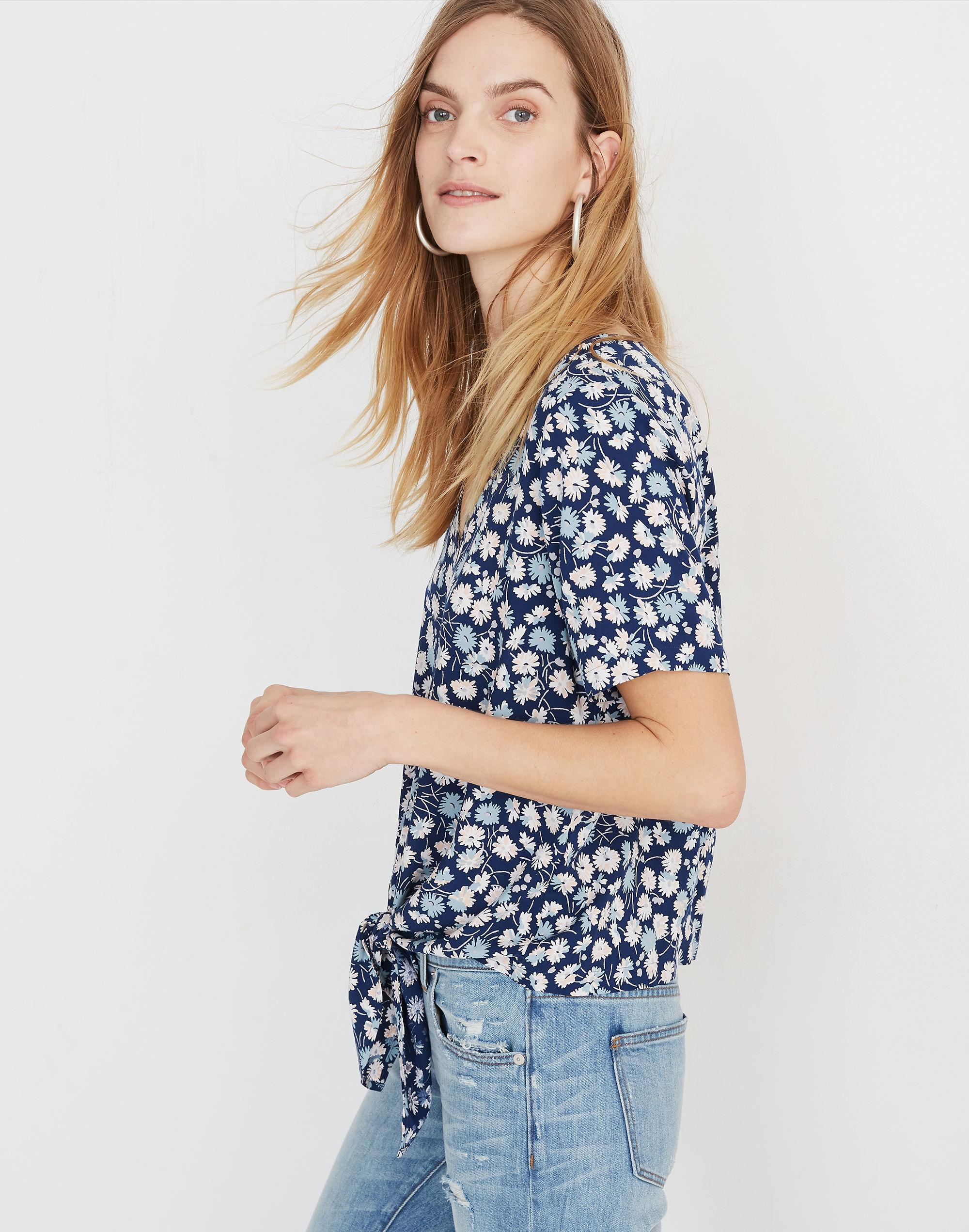 Novel Tie-Front Top in French Floral